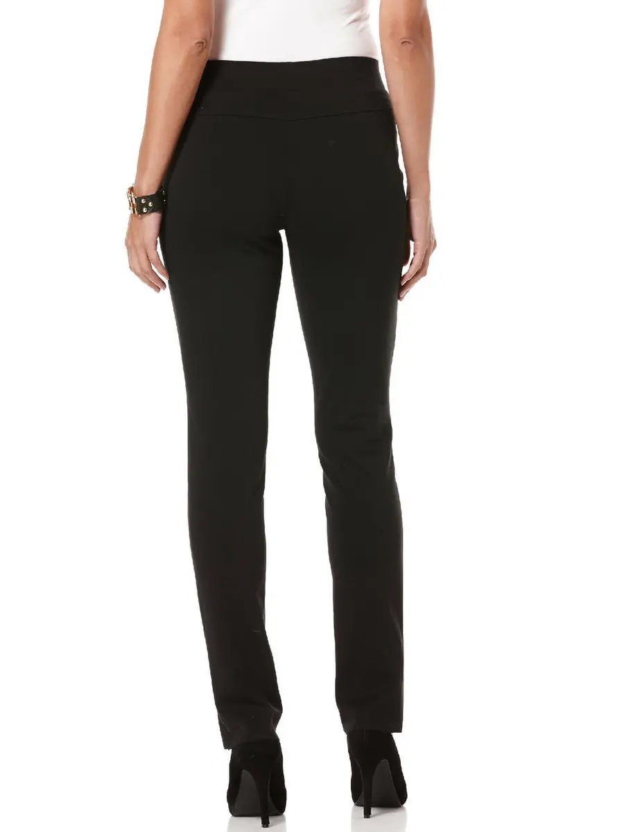 Rafaella Women's Petite Ponte Comfort Slim Leg Pant, Black, Size 4 Petite | Slim Fit with Stretch Comfort - view 2