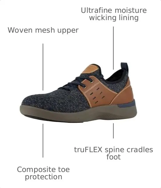 Rockport Truflex Safety Toe Work Sneaker, Navy, Size 8 | Lightweight Breathable Safety Footwear - view 3