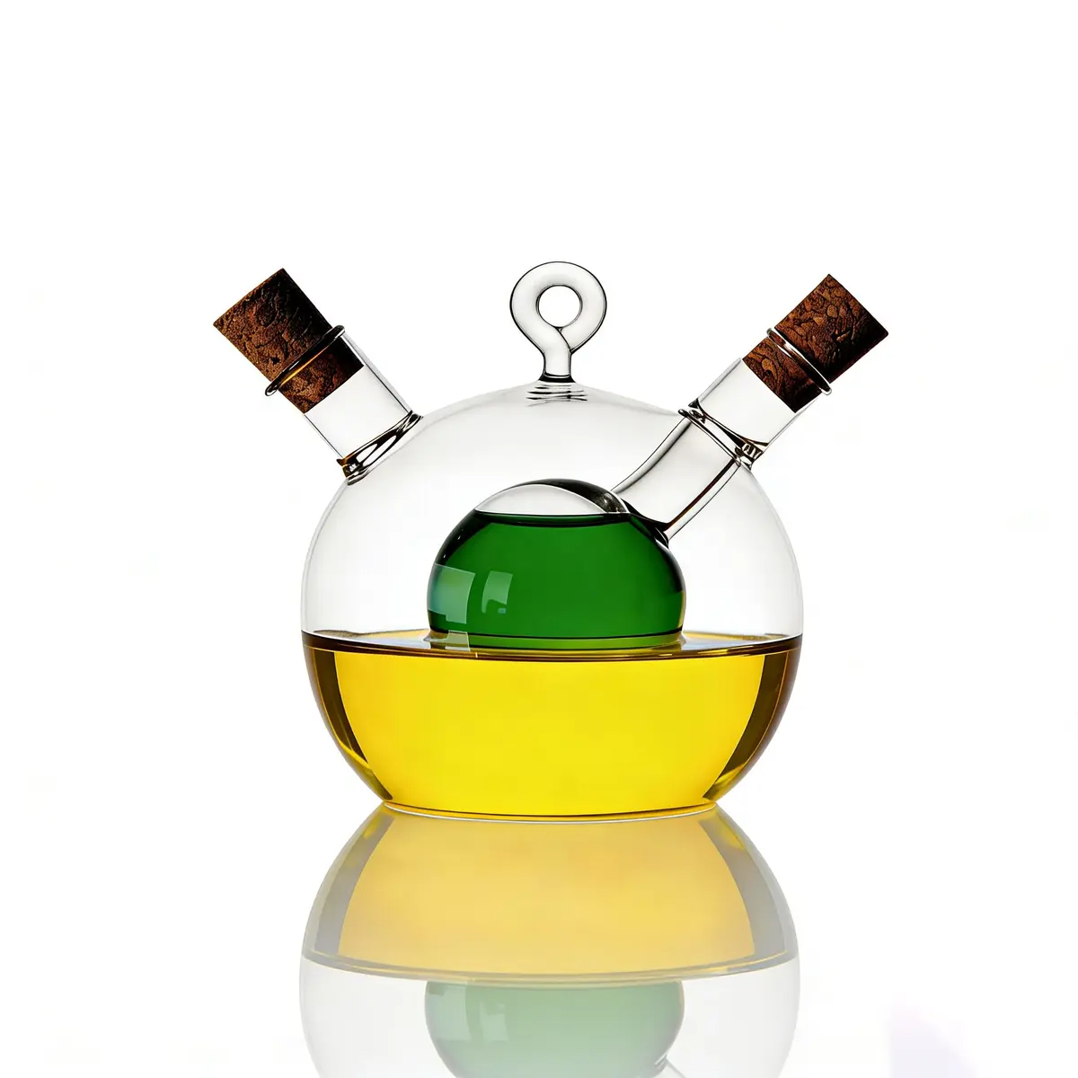 ELETON 2 in 1 Glass Oil and Vinegar Dispenser, Cruet with Ball Inner Chamber | Space-Saving Borosilicate Glass Bottle - view 6