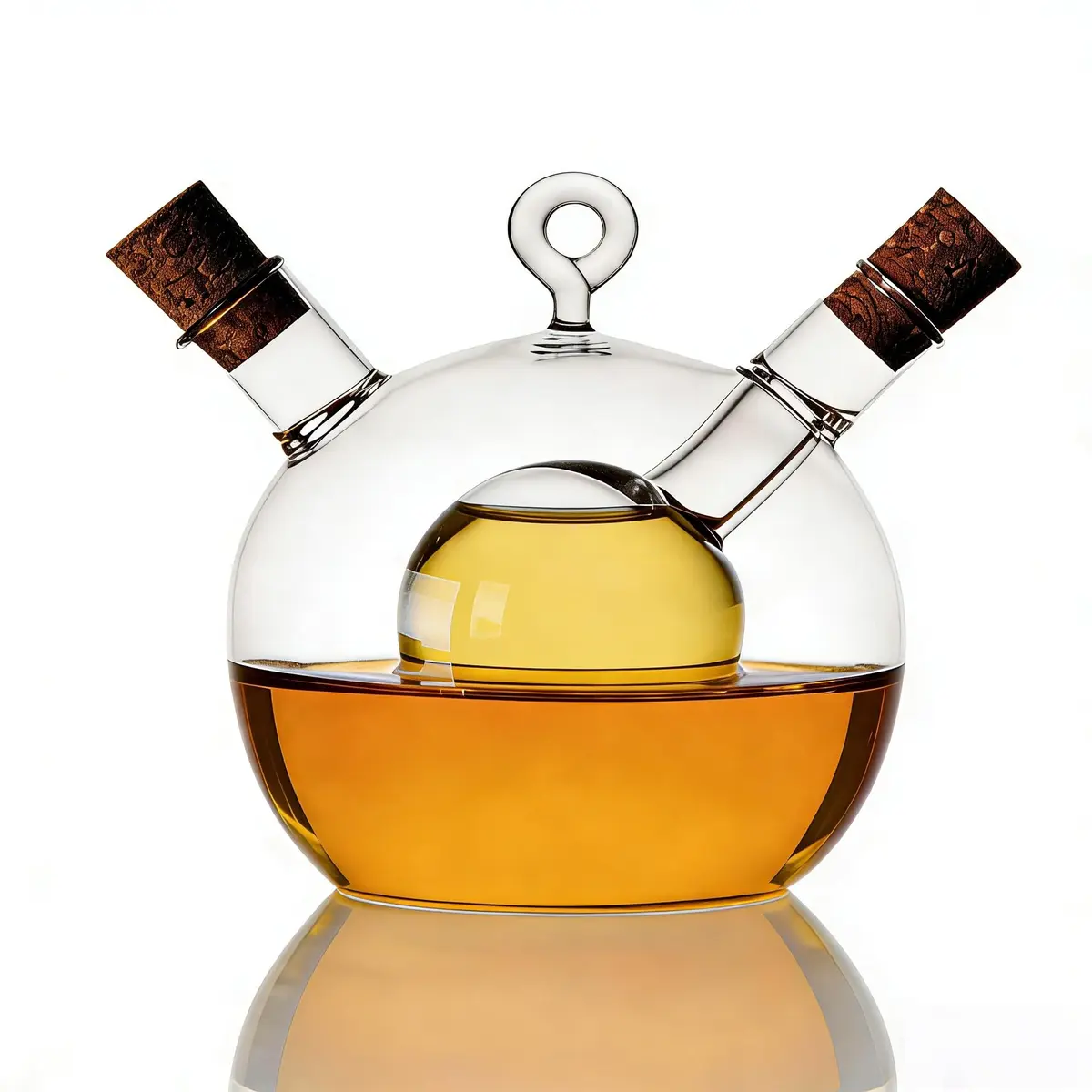 ELETON 2 in 1 Glass Oil and Vinegar Dispenser, Cruet with Ball Inner Chamber | Space-Saving Borosilicate Glass Bottle - view 2
