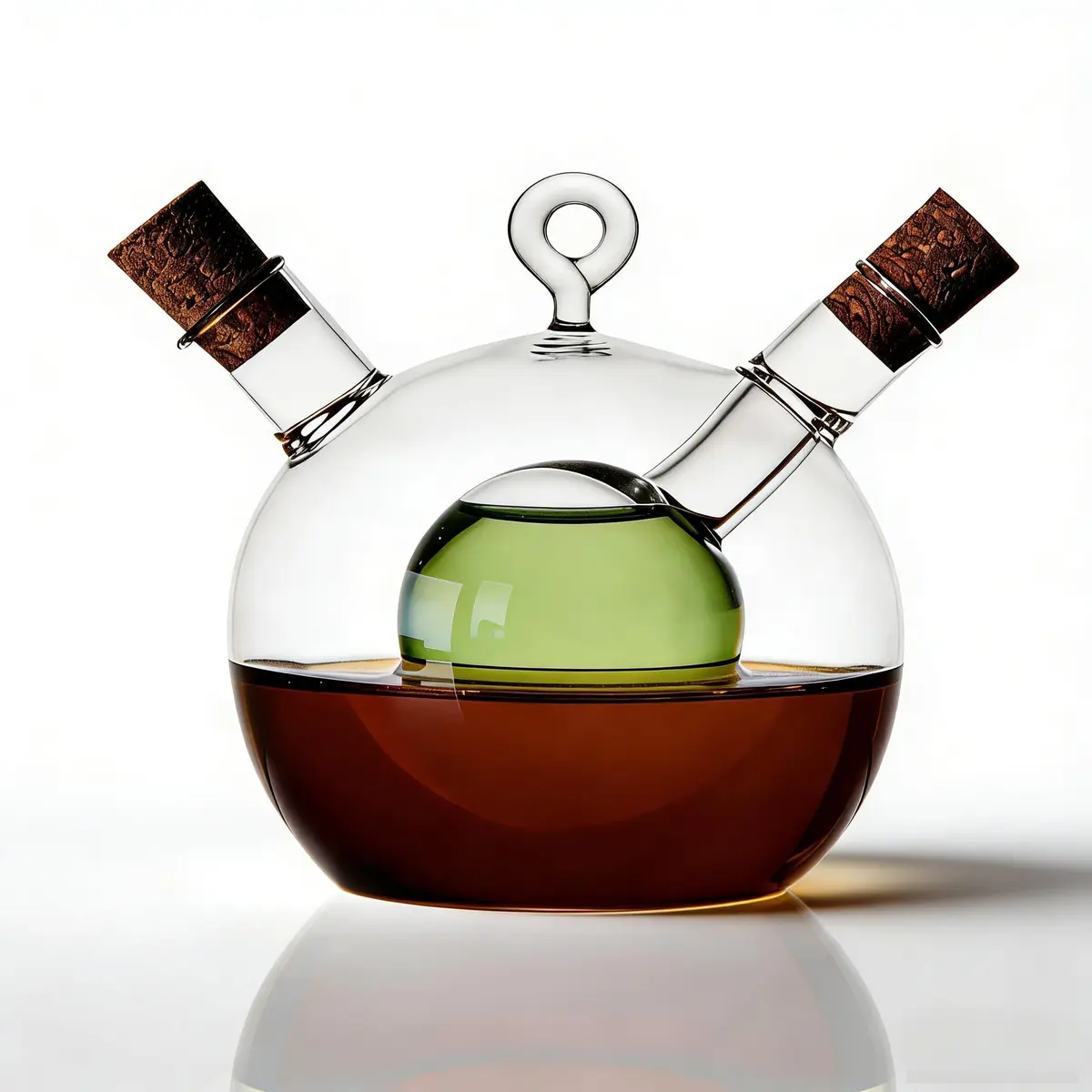ELETON 2 in 1 Glass Oil and Vinegar Dispenser, Cruet with Ball Inner Chamber | Space-Saving Borosilicate Glass Bottle - view 3
