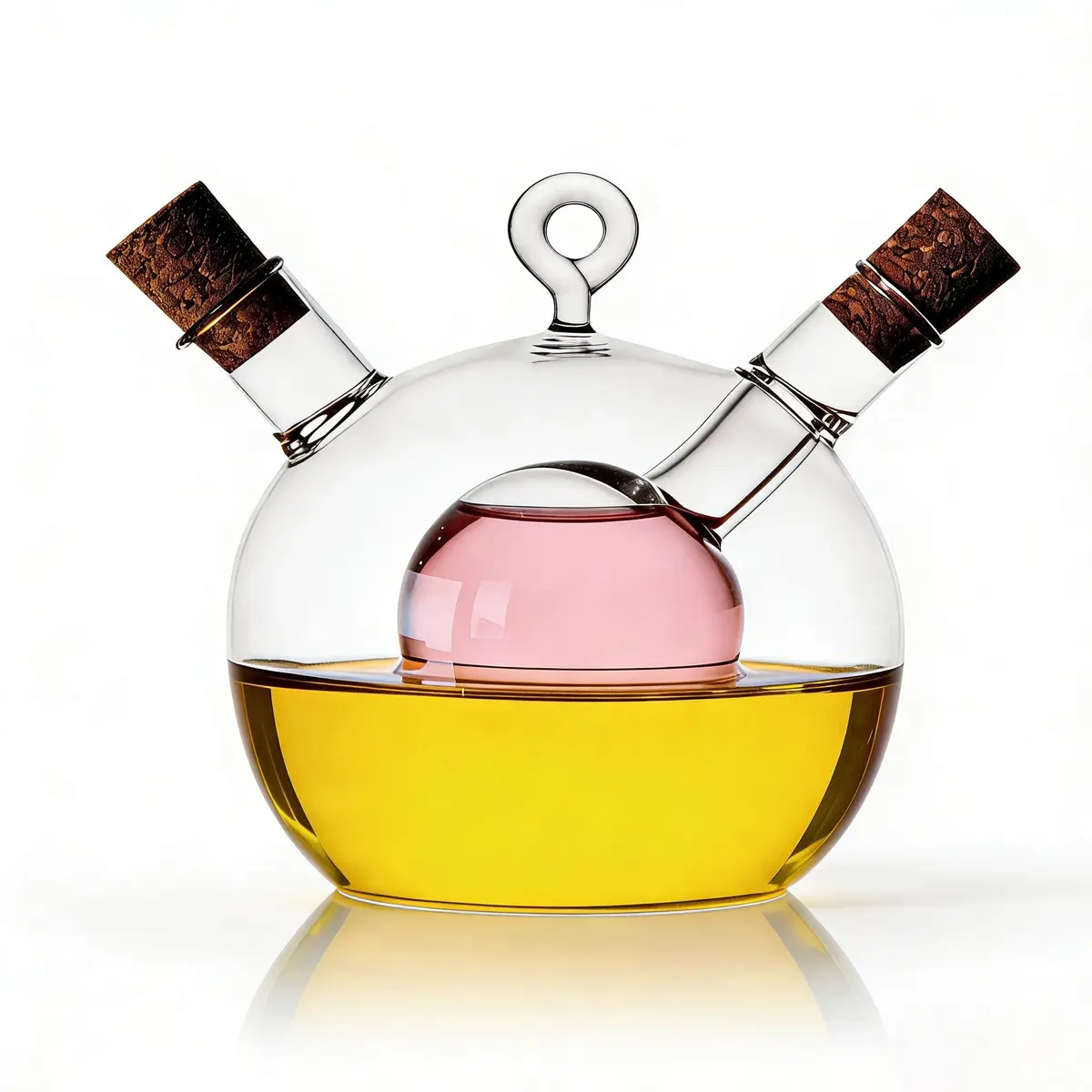 ELETON 2 in 1 Glass Oil and Vinegar Dispenser, Cruet with Ball Inner Chamber | Space-Saving Borosilicate Glass Bottle - view 4