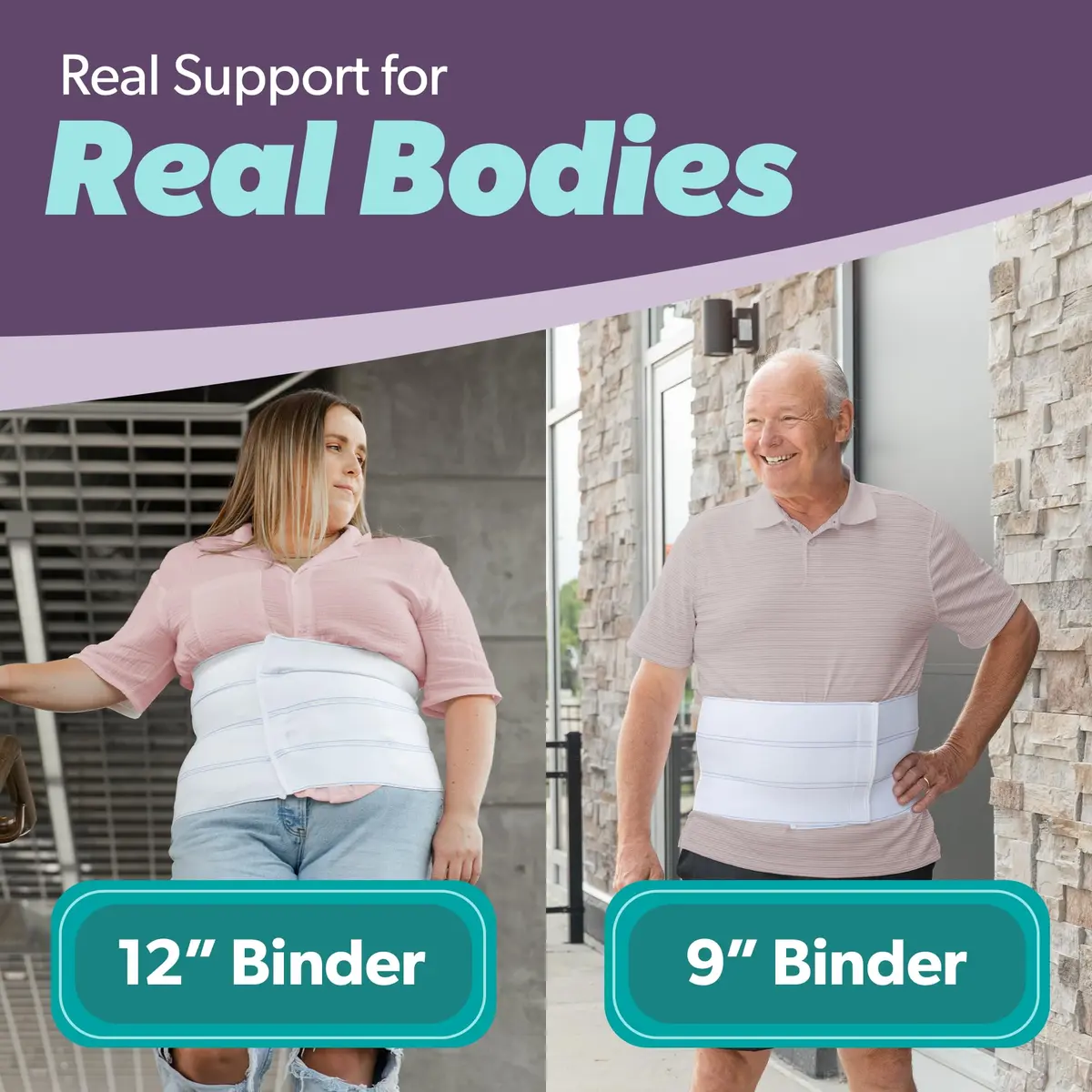 BraceAbility Plus Size Abdominal Binder 12" White | Post Surgery & Postpartum Support - view 7