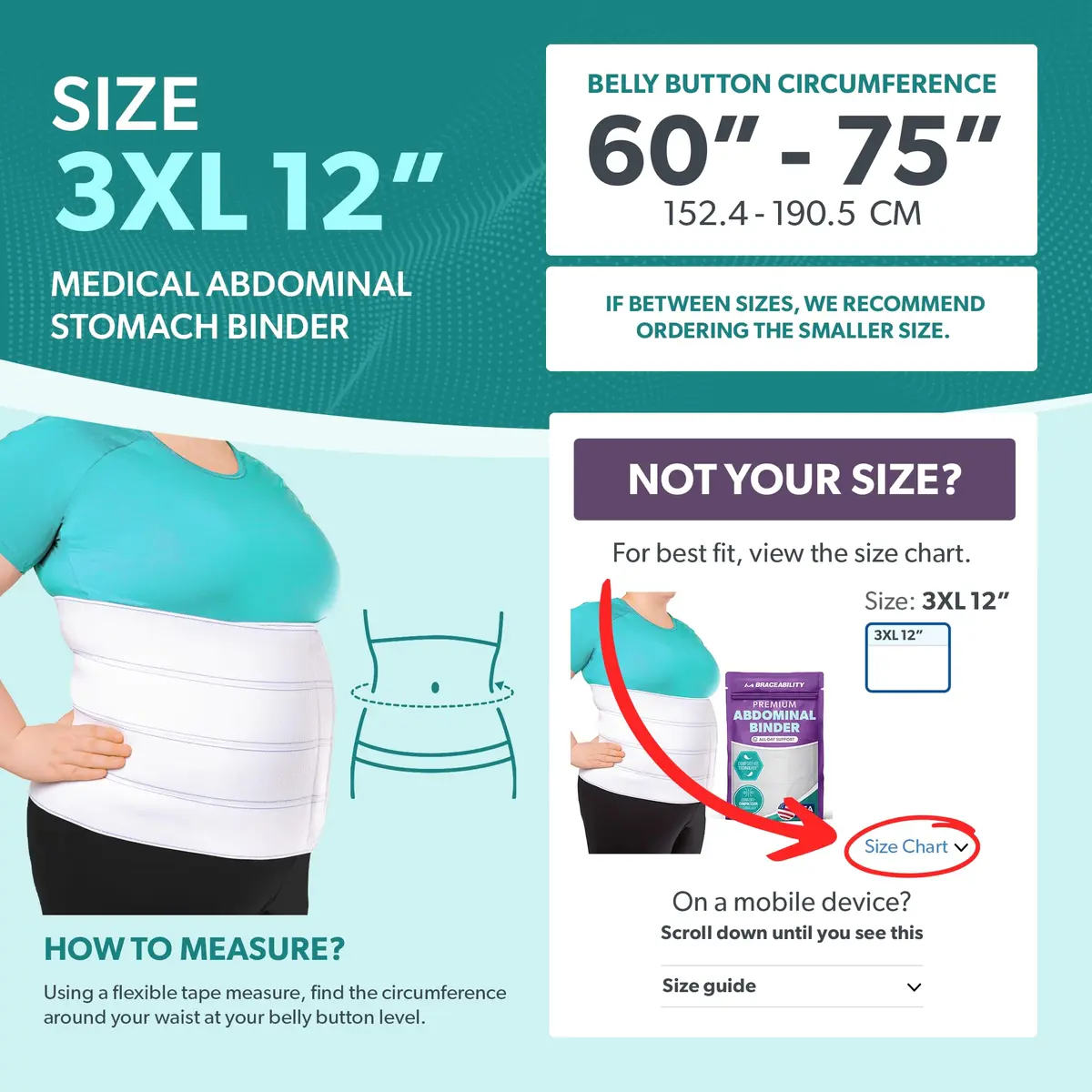 BraceAbility Plus Size Abdominal Binder 12" White | Post Surgery & Postpartum Support - view 2