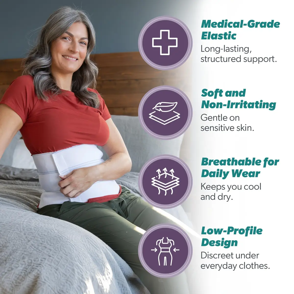BraceAbility Plus Size Abdominal Binder 12" White | Post Surgery & Postpartum Support - view 3