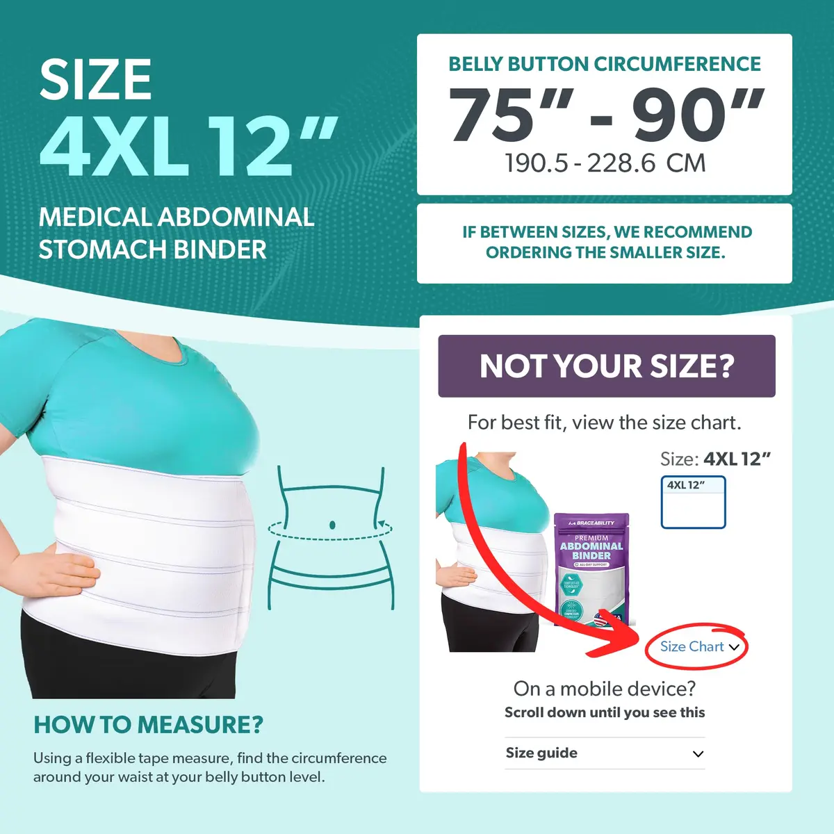 BraceAbility Plus Size Abdominal Binder for Post Surgery Recovery - Bariatric Stomach Hernia Belt, Post Partum Waist Binder, Diastasis Recti Obese Belly Support Band for Big Men and Women (4XL 12") | Comfortable Post-Op Support - view 2