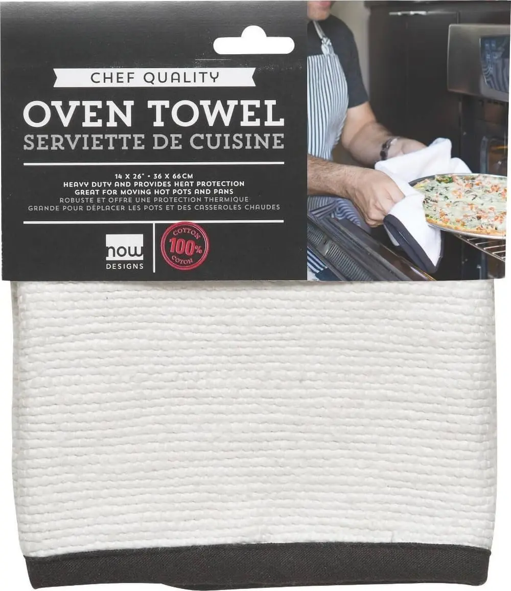 Now Designs White Oven Towel | Heavy Duty Cotton Kitchen Cloth (26x14 inches) - main product image