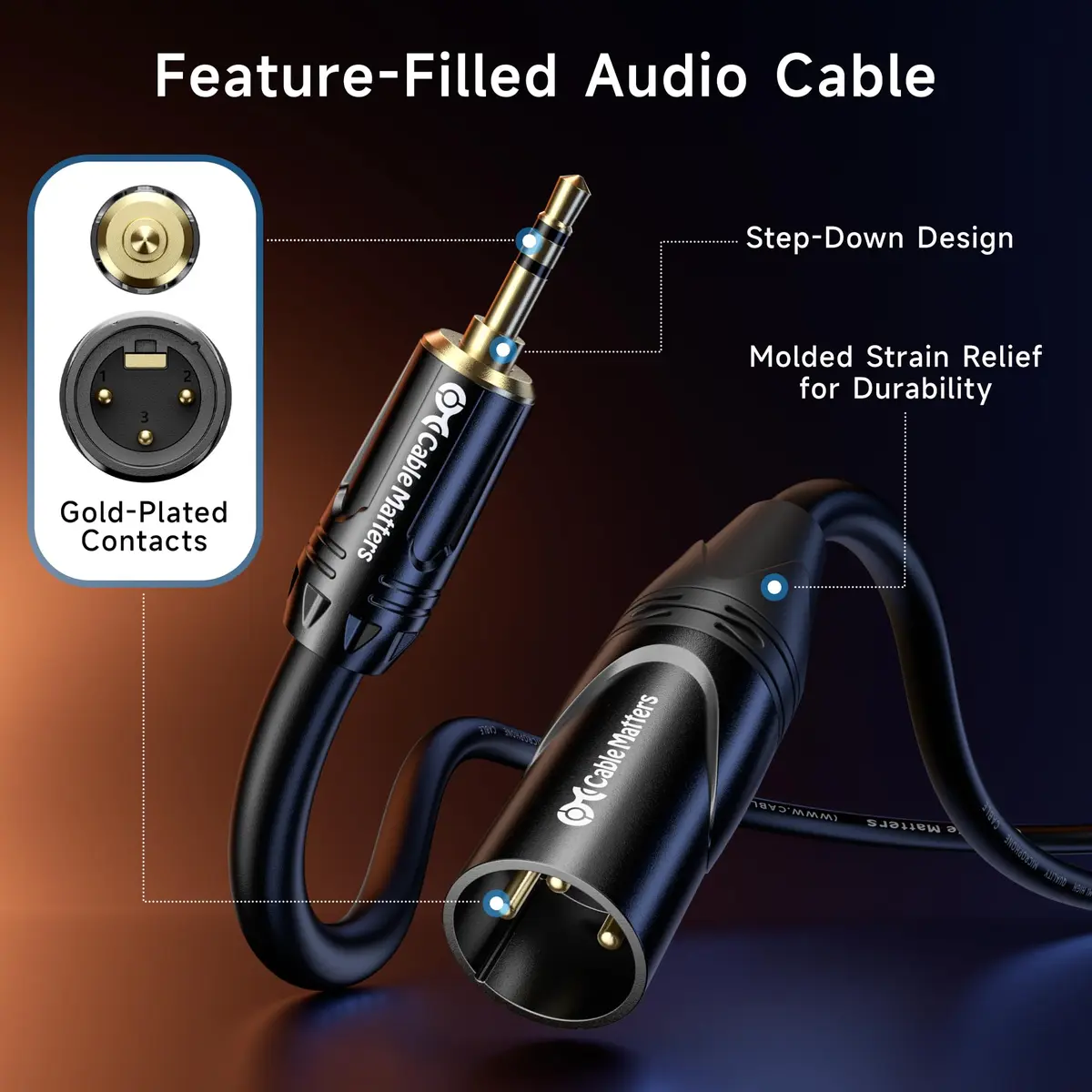 Cable Matters 3.5mm to XLR Male to Male Cable, 7.62 m (25 ft) | Professional Audio Connection - view 6