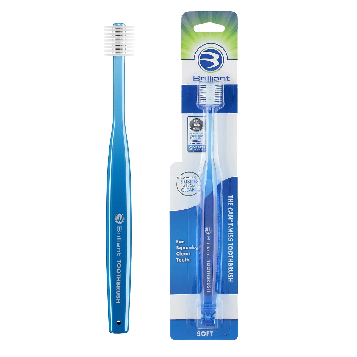 Brilliant Soft Toothbrush for Adults - with Over 15,000 360° Micro Bristles | Gentle, All-Around Clean, Blue - main product image