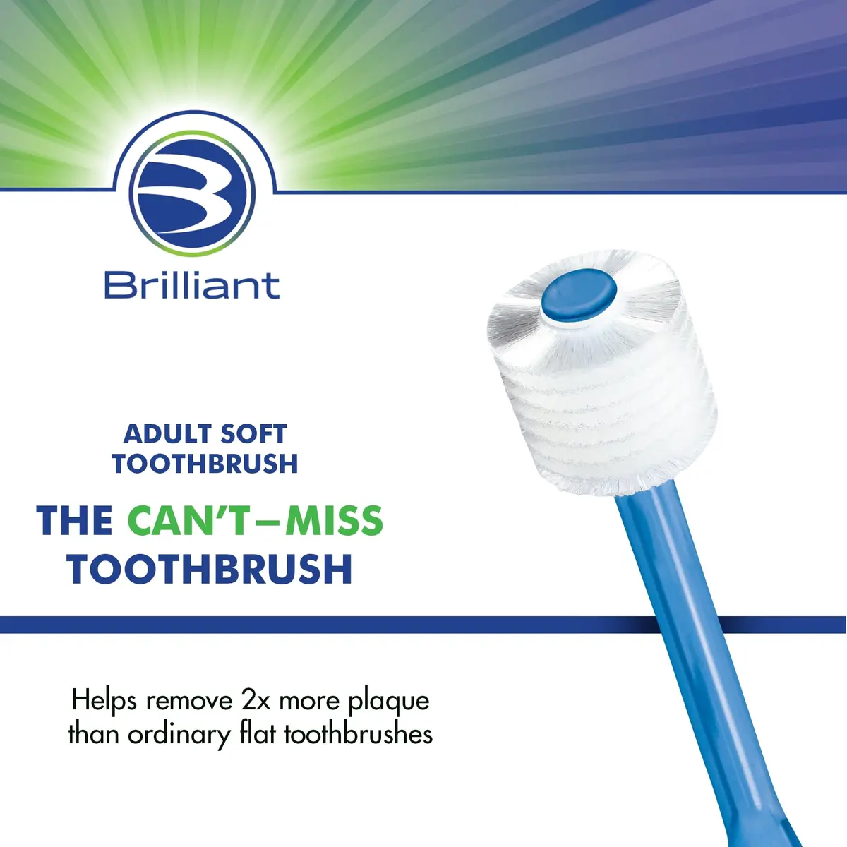 Brilliant Soft Toothbrush for Adults - with Over 15,000 360° Micro Bristles | Gentle, All-Around Clean, Blue - view 2