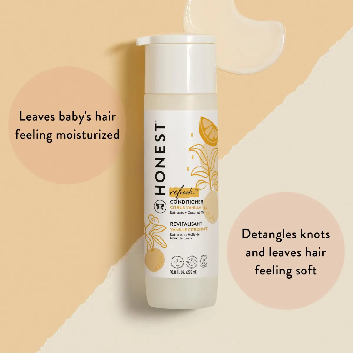 The Honest Company Conditioner, Tear-Free, Citrus Vanilla Refresh, 295ml (10 fl oz) | Gentle Formula for All Hair Types - view 2