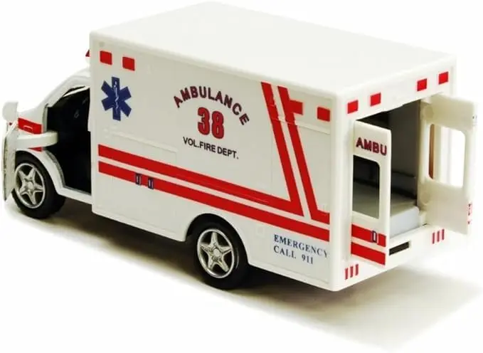 KiNSMART Rescue Team Ambulance Die Cast Metal Toy Truck 5-inch (2-Pack) | ASTM-Tested Non-Toxic Toy Vehicle - view 2