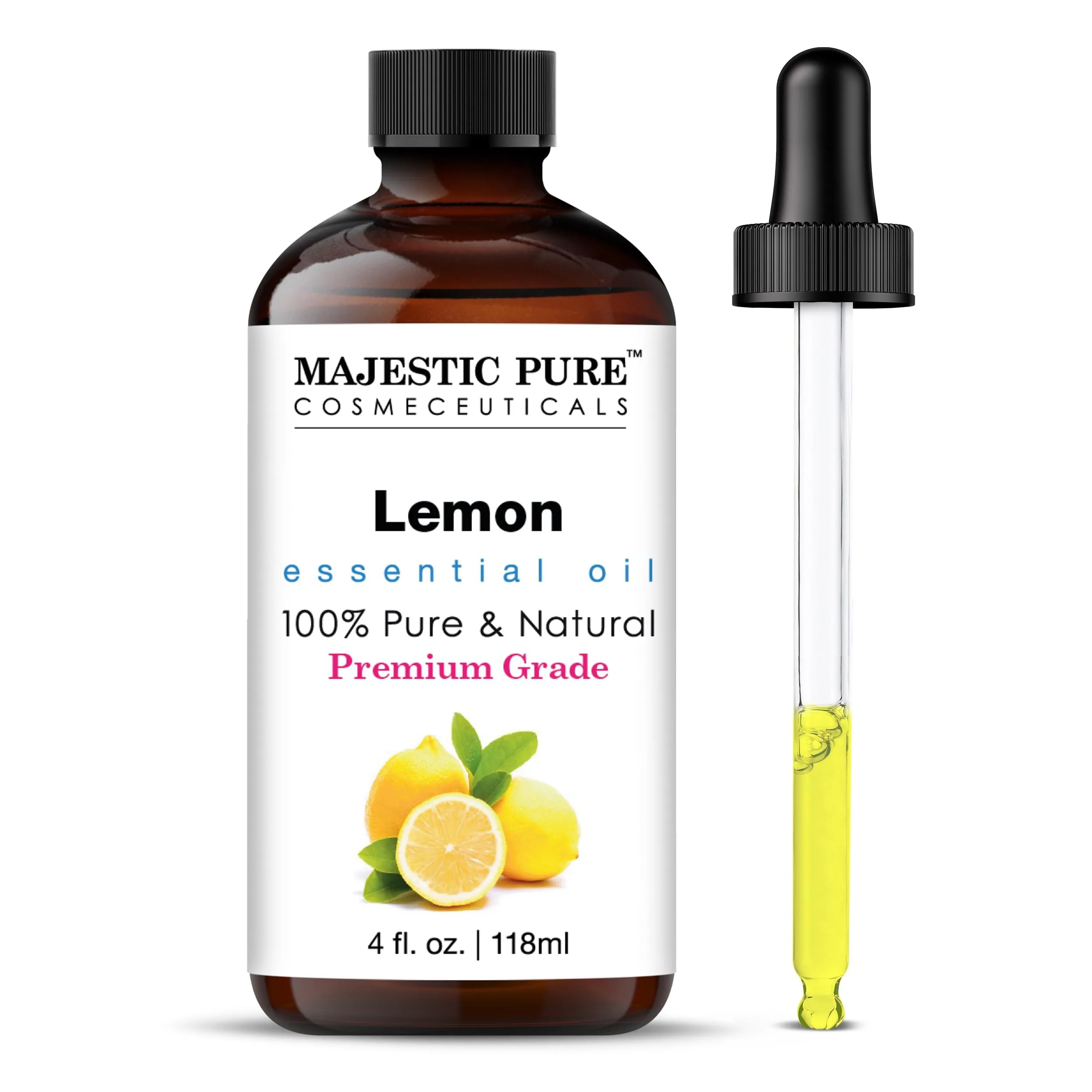 Majestic Pure Lemon Essential Oil 4 Fl Oz | Pure & Natural Aromatherapy Oil - main product image