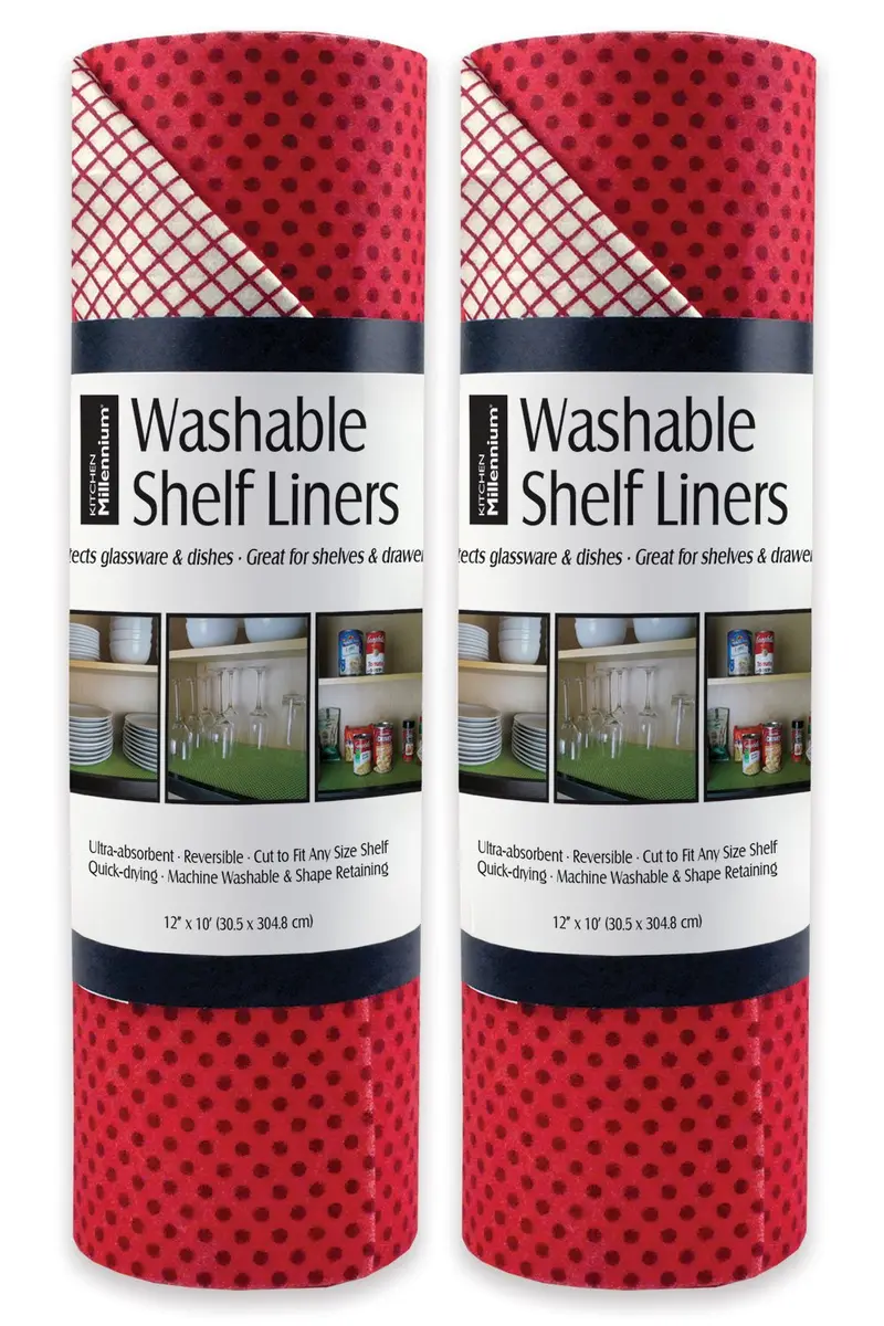DII Fridge & Shelf Liner Collection Non-Adhesive 12x20 in Tango Red Dots | Washable & Cut to Fit - main product image