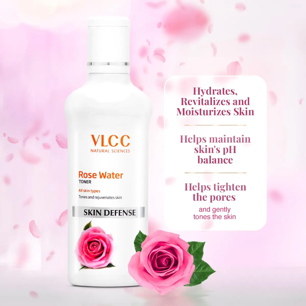 VLCC Natural Sciences Skin Defense Rose Water Toner 200ml (6.76 Fl Oz) | Tones and Balances Skin - view 5