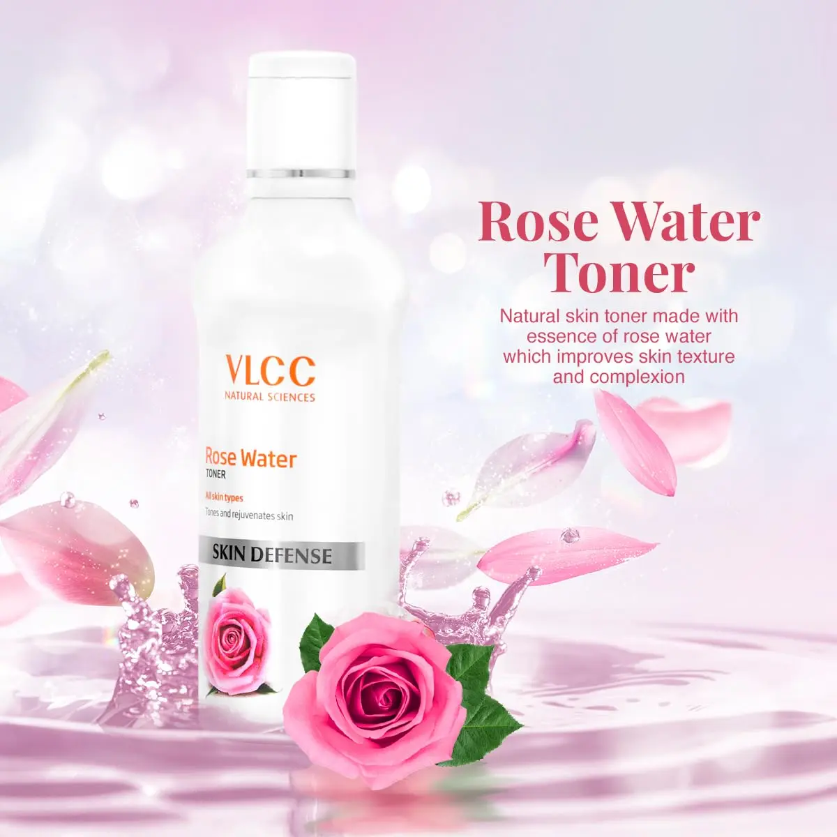 VLCC Natural Sciences Skin Defense Rose Water Toner 200ml (6.76 Fl Oz) | Tones and Balances Skin - view 4