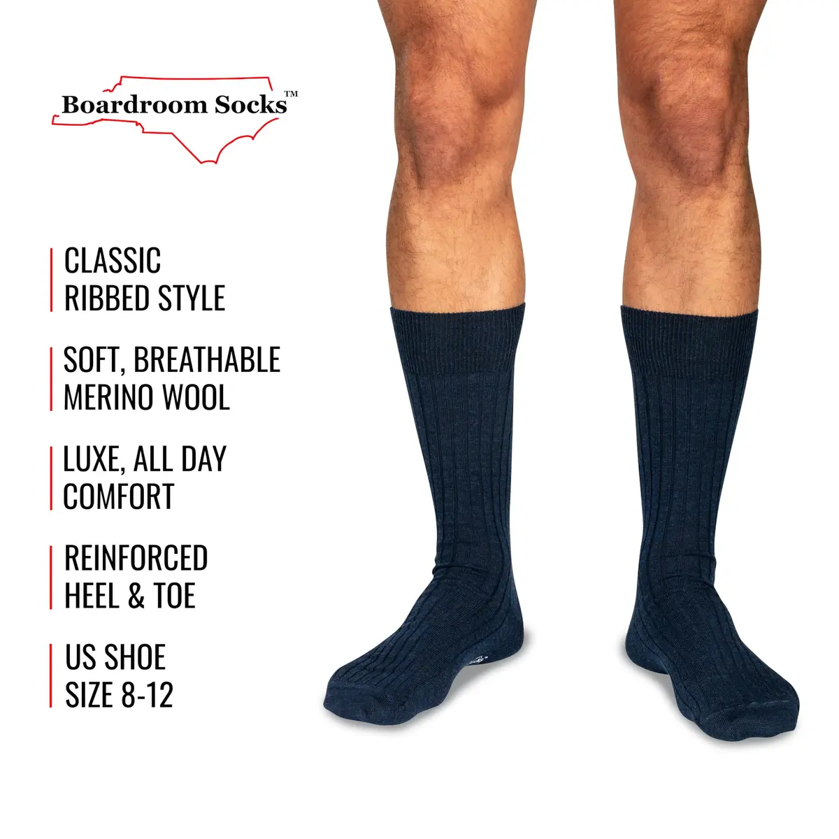 BoardroomSocks Merino Wool Mid-Calf Dress Socks for Men, Ribbed Style, 8-12 | Classic Comfort & Style - view 4