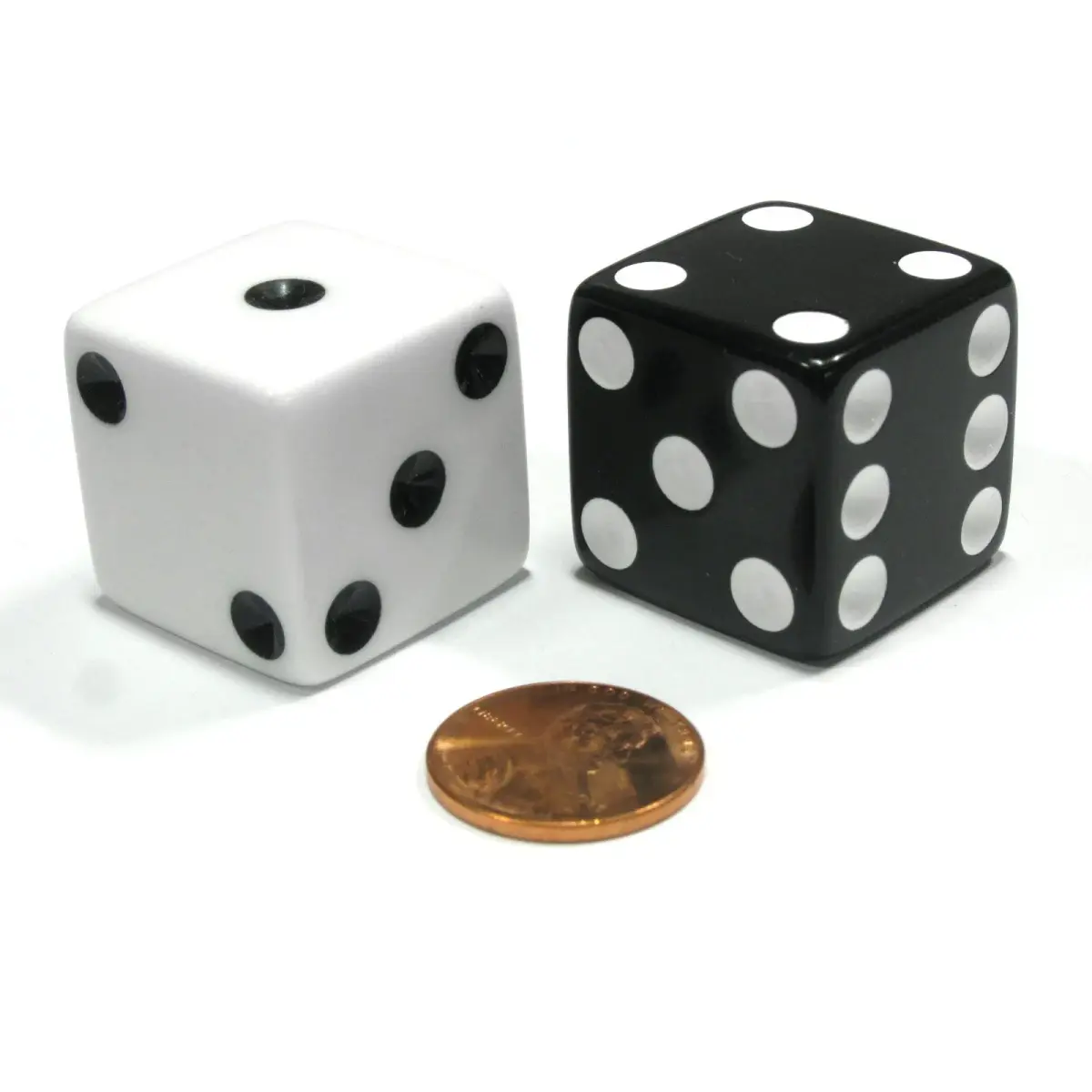 Koplow Games Set of 2 Inverse D6 25mm Large Opaque Jumbo Dice | White and Black - main product image