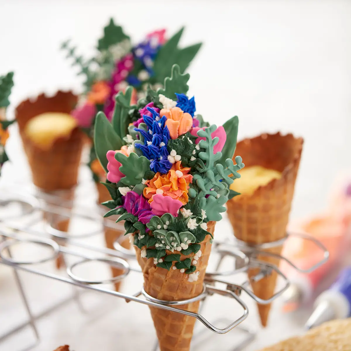 Wilton Cupcake Cones Baking Rack, 12-Cavity Ice Cream Cone Cupcakes Holder | Oven-Safe Steel Stand for Cupcake Cones - view 5