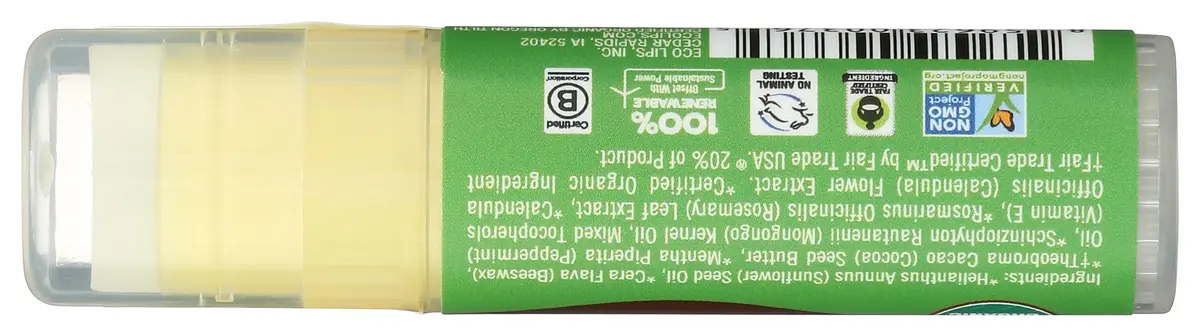 Eco Lips Organic Mongo Kiss Peppermint Lip Balm 0.25 Oz | USDA Certified Organic, Natural & Gluten-Free - view 2