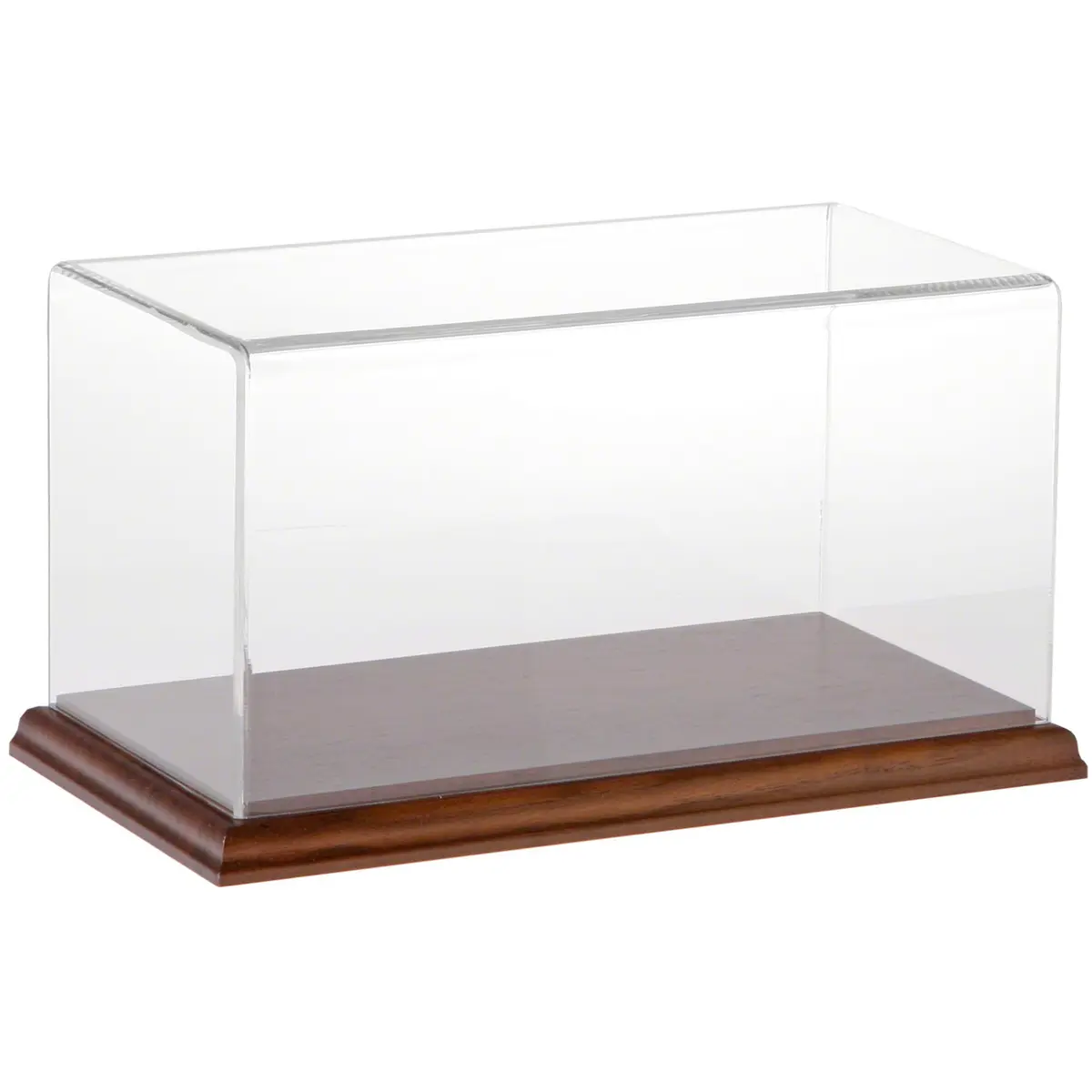 Plymor Clear Acrylic Display Case with Hardwood Base 10" W x 5" D x 5" H | Modern Showcase for Collectibles - main product image