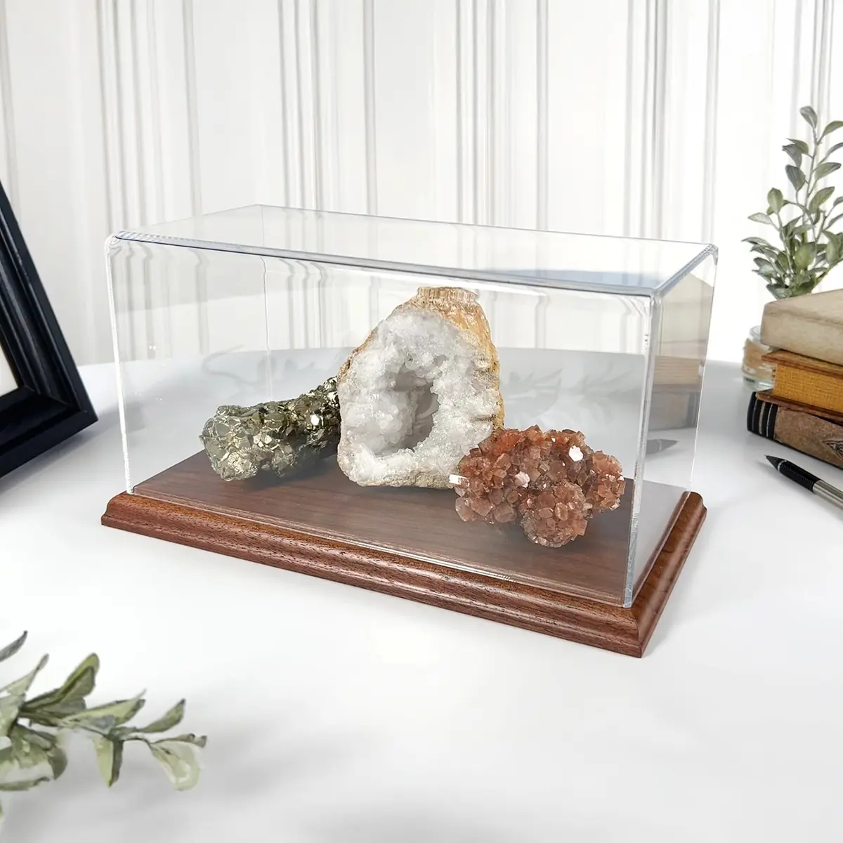 Plymor Clear Acrylic Display Case with Hardwood Base 10" W x 5" D x 5" H | Modern Showcase for Collectibles - view 3
