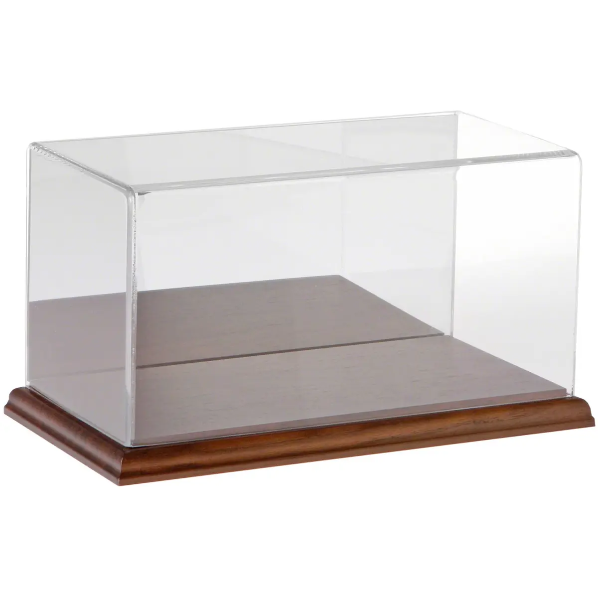 Plymor Clear Acrylic Display Case with Hardwood Base 10" W x 5" D x 5" H | Modern Showcase for Collectibles - main product image