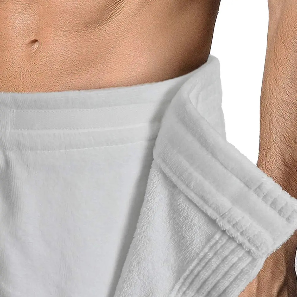 Turkish Linen Adjustable Body Wrap Towel for Men (White, One Size) | Absorbent & Comfortable - view 5