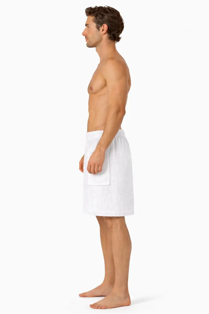 Turkish Linen Adjustable Body Wrap Towel for Men (White, One Size) | Absorbent & Comfortable - view 4
