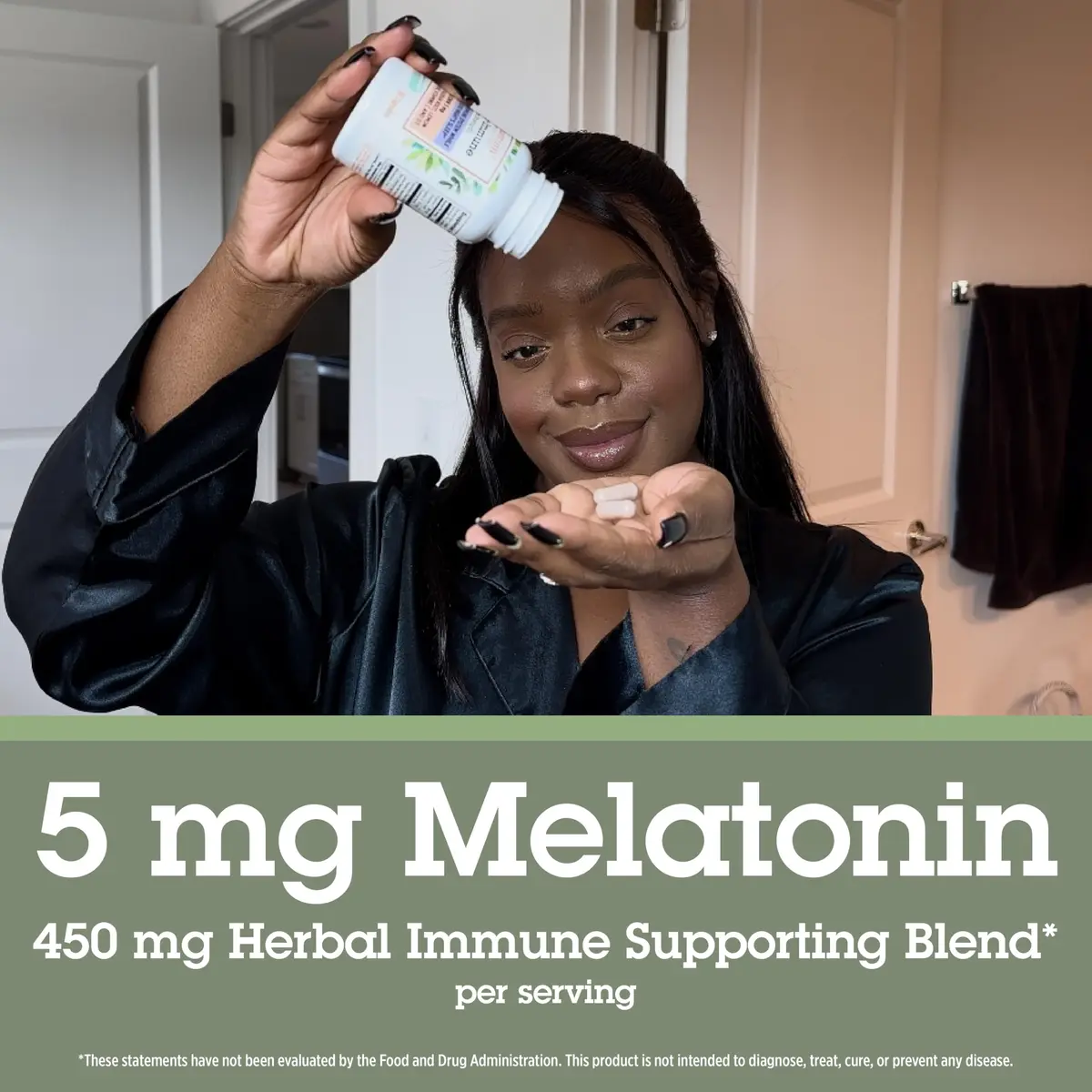 Quantum Sleep Immune Melatonin 5mg Herbal Sleep Aid | Supports Rest & Immunity, 30 Capsules - view 5