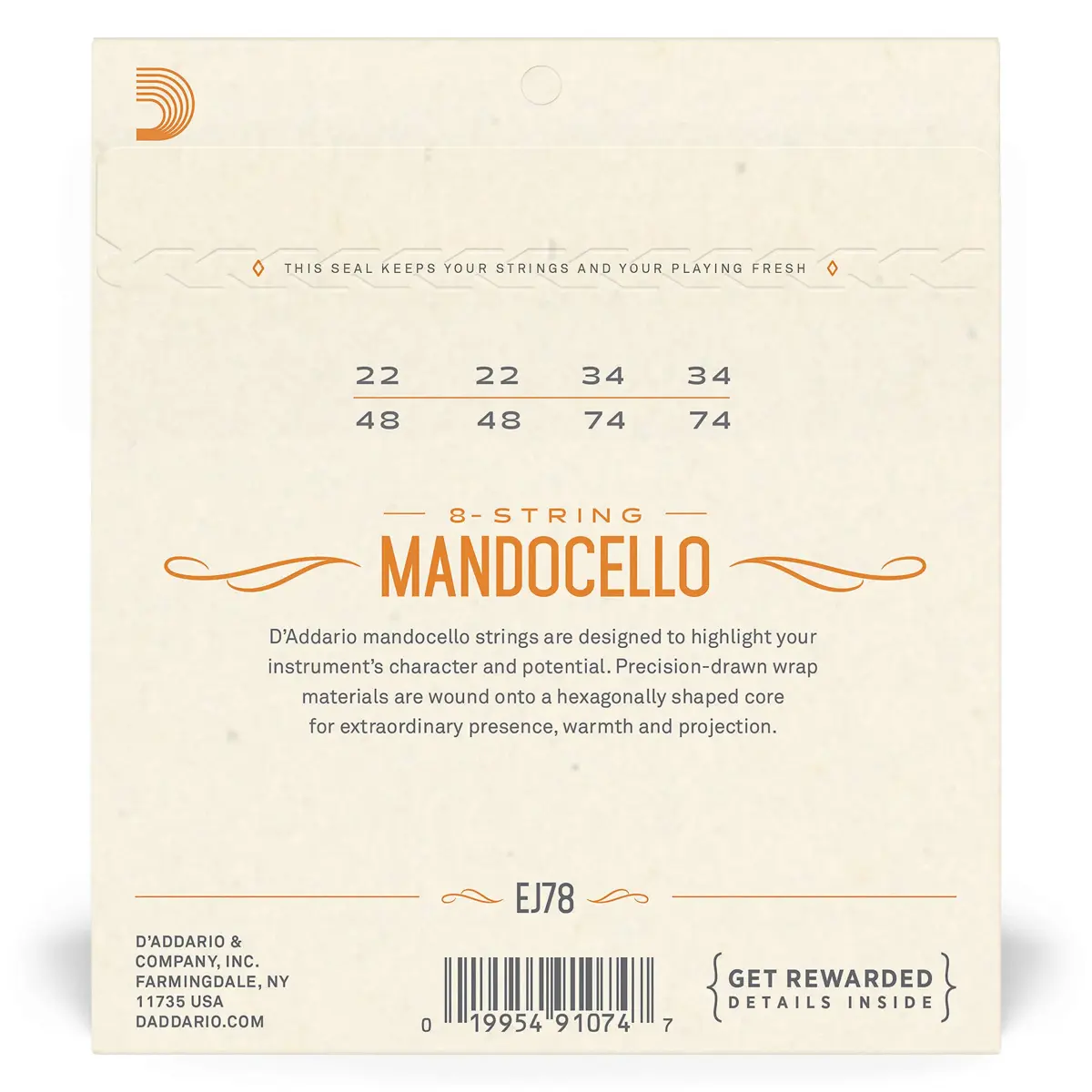 D'Addario J78 Phosphor Bronze Mandocello Strings, 22-74 Gauges | Warm, Bright Tone - view 3