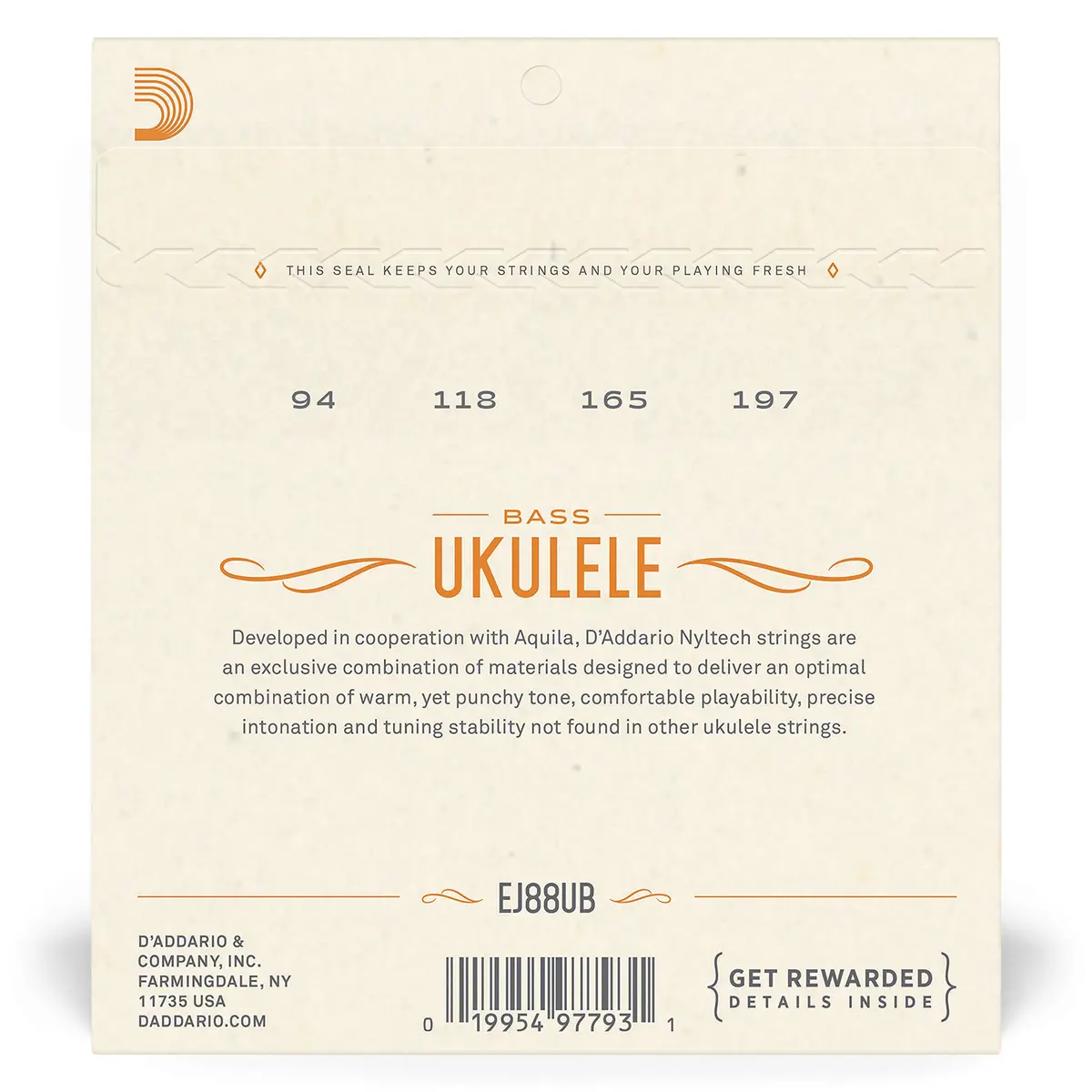 D'Addario Nyltech Bass Ukulele Strings EJ88UB - 4-String Set | Optimized for GCEA Tuning - view 3
