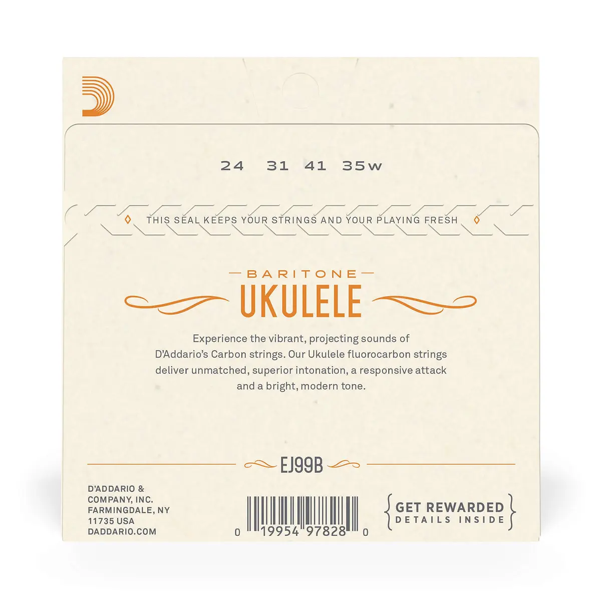 D'Addario EJ99B Fluorocarbon Baritone Ukulele Strings Set | Bright, Modern Tone & Tuning Stability - view 3