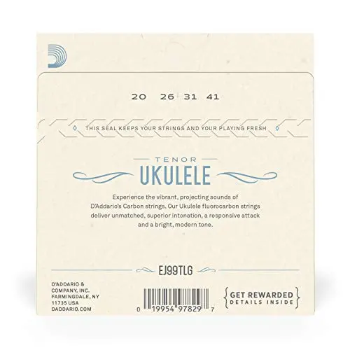 D'Addario Fluorocarbon Tenor Ukulele Strings EJ99TLG Low-G, 4-String Set | Bright Tone & Unsurpassed Intonation - view 3
