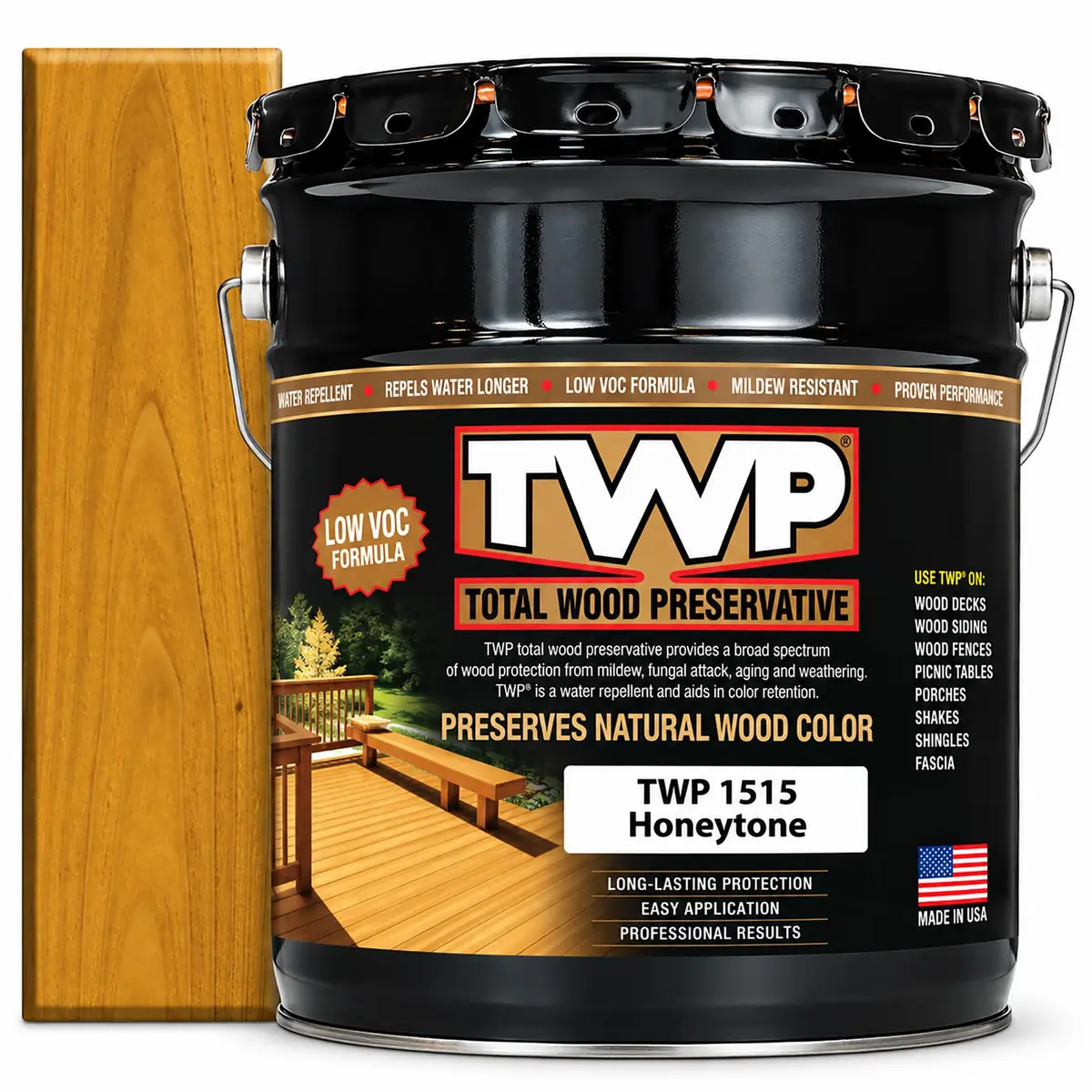 Amteco TWP 1515 Honeytone Low Voc Preservative Stain 22.7kg (50lb) | Exterior Wood Finish with Low VOC (120 chars) - main product image