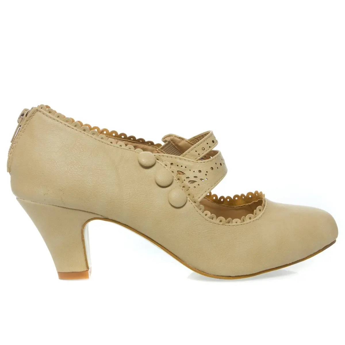 V-Luxury Womens 36-Mina4 Closed Toe Mary Jane High Heel Shoes, Nude, 6.5 | Fashionable & Comfortable - view 5