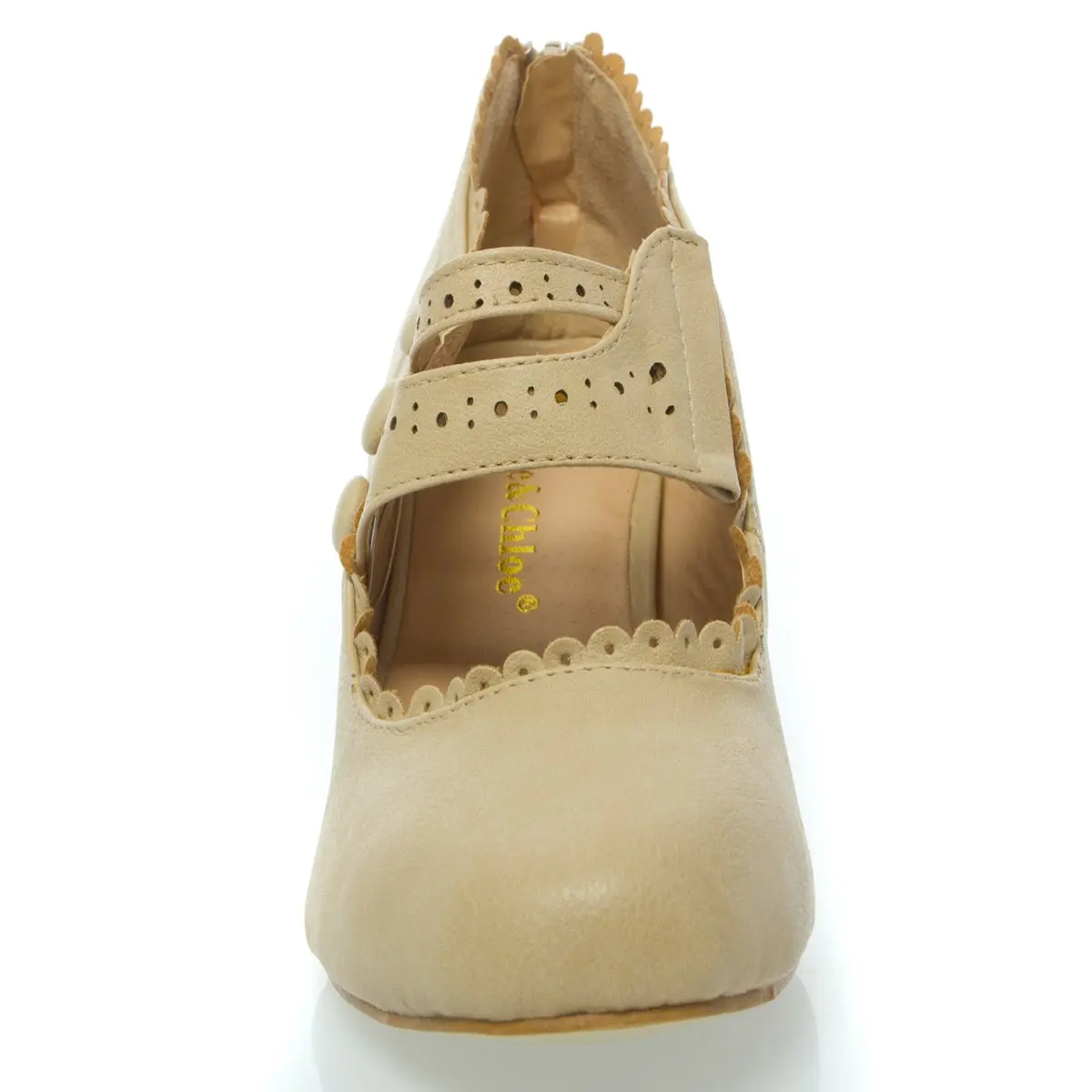 V-Luxury Womens 36-Mina4 Closed Toe Mary Jane High Heel Shoes, Nude, 6.5 | Fashionable & Comfortable - view 3