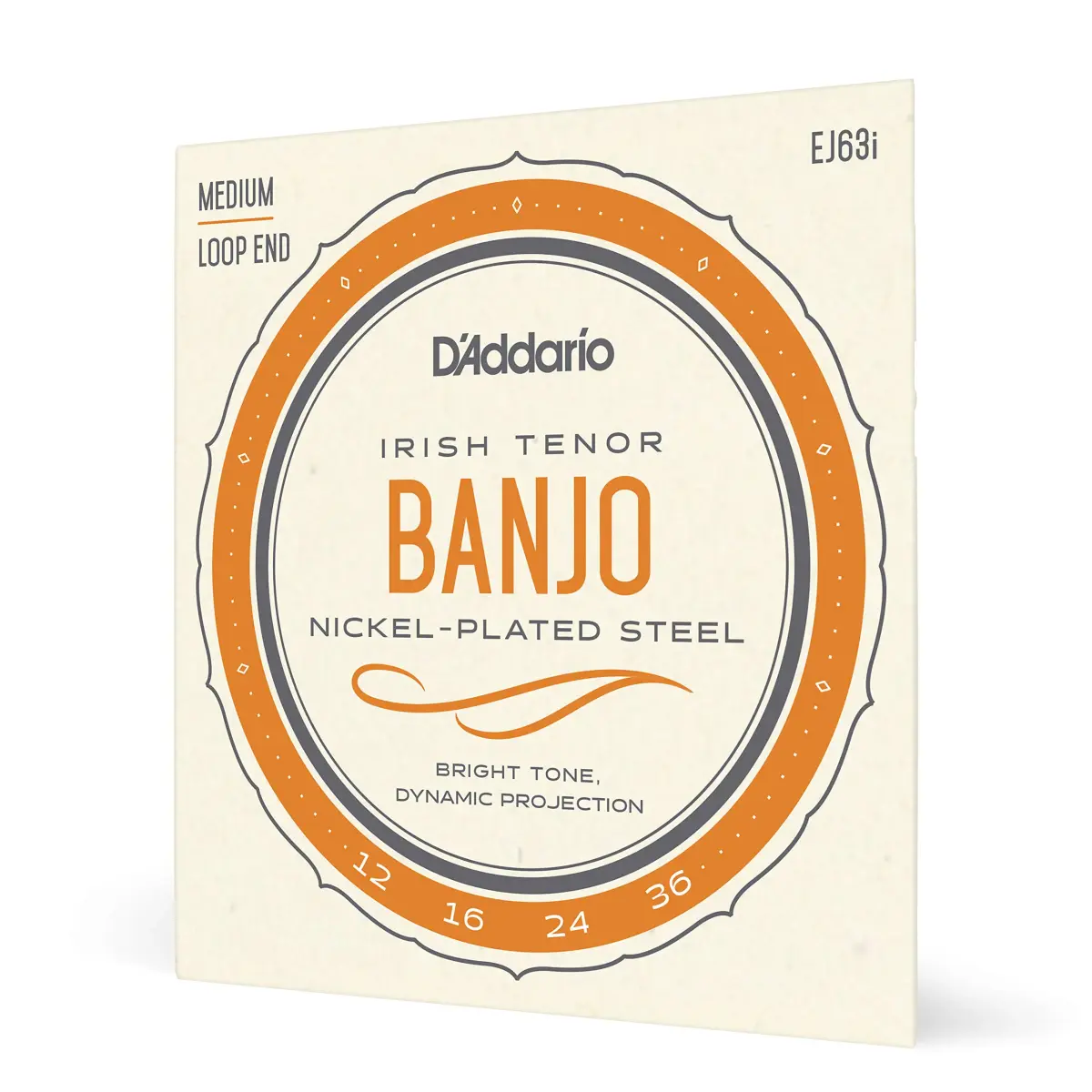 D'Addario EJ63i Irish Tenor Banjo Strings Nickel-Plated Steel 0.30mm (12-36 Gauge) | Warm, Bright Tone - main product image