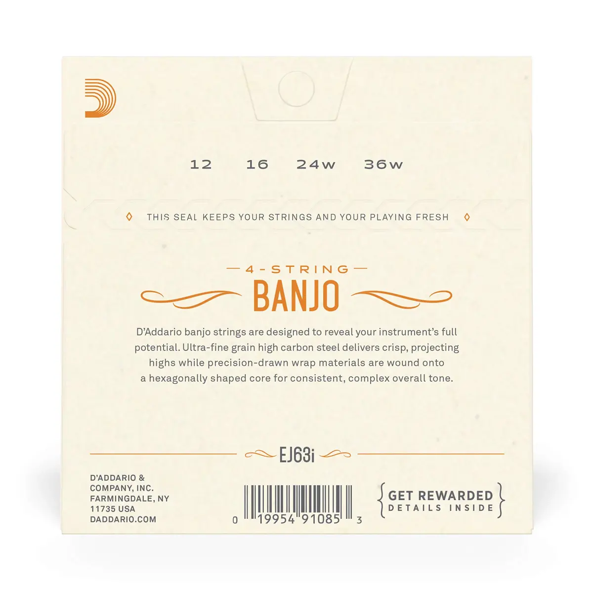 D'Addario EJ63i Irish Tenor Banjo Strings Nickel-Plated Steel 0.30mm (12-36 Gauge) | Warm, Bright Tone - view 3