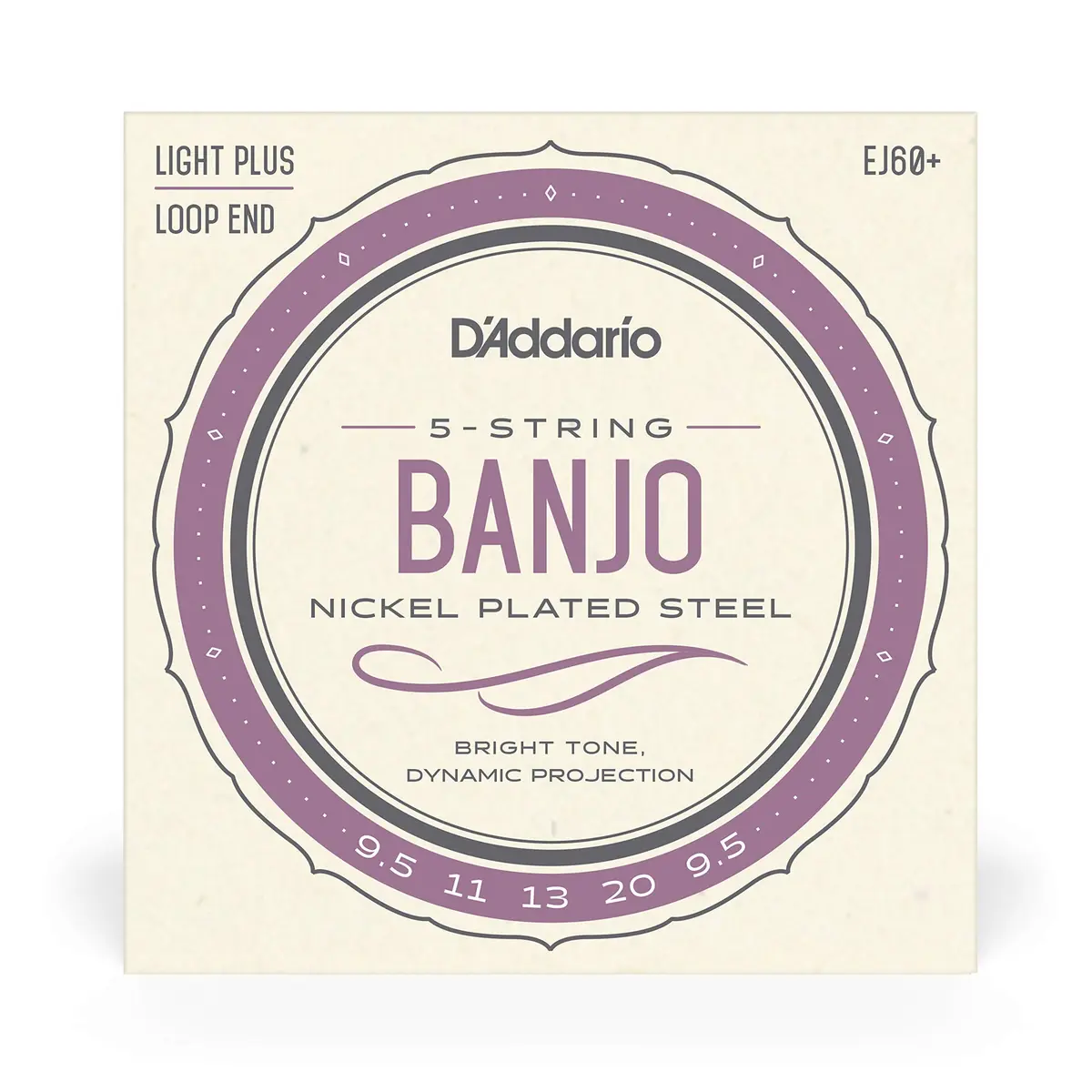 D'Addario EJ60+ Banjo Strings, Nickel-Plated Steel, Light Plus Gauge 9.5-20, 5-String Set (1 Set) - view 2
