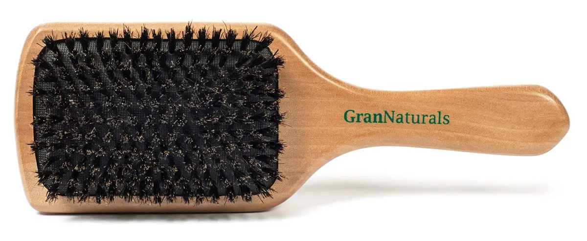 GranNaturals Boar Bristle Paddle Hair Brush | Natural Wooden Large Flat Square for Fine, Thin, Straight Hair - view 4