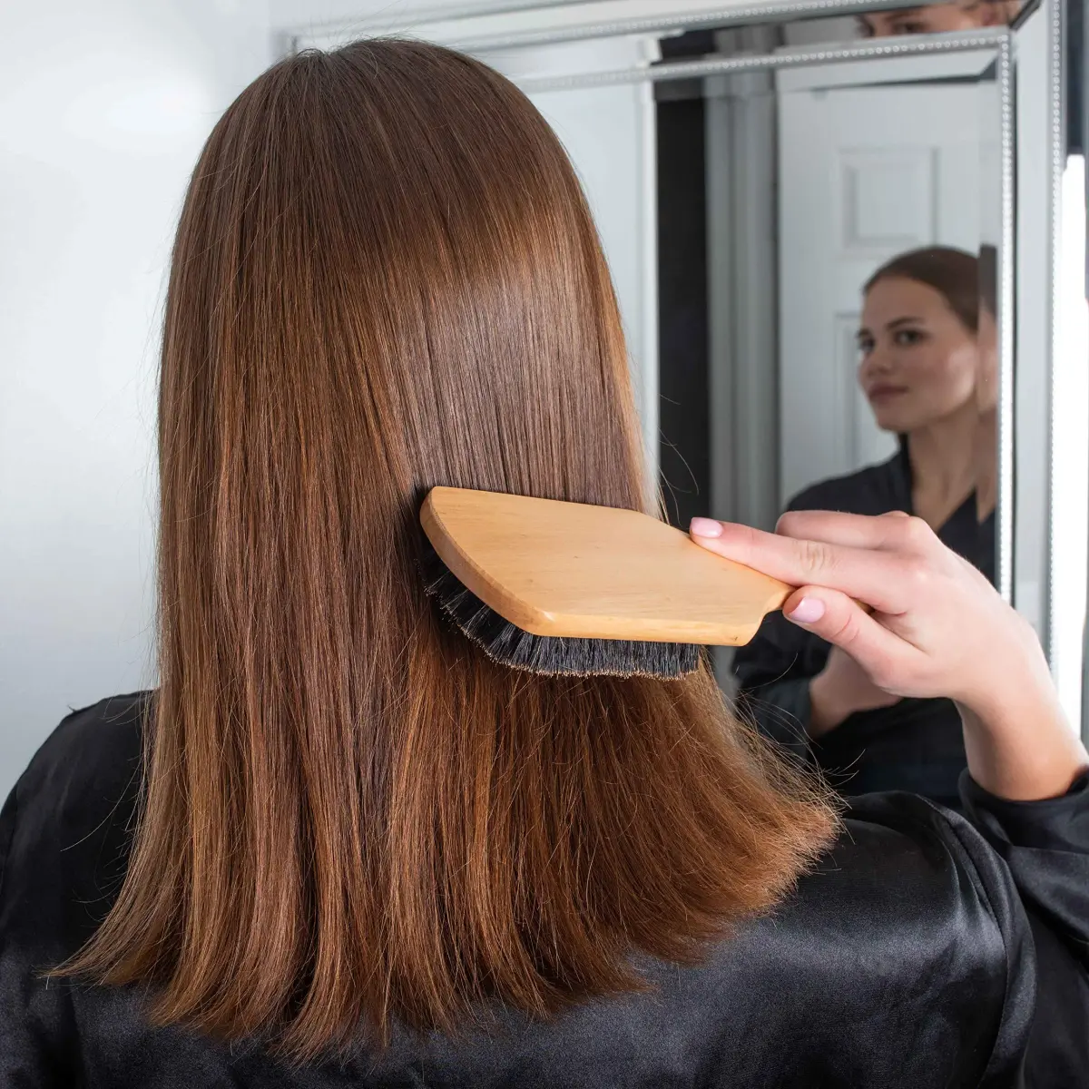 GranNaturals Boar Bristle Paddle Hair Brush | Natural Wooden Large Flat Square for Fine, Thin, Straight Hair - view 5