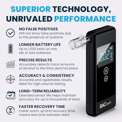 BACtrack Trace Breathalyzer | Police-Grade DOT & NHTSA Compliant | 0.19 lbs (84 g) | Includes 6 Mouthpieces - view 4