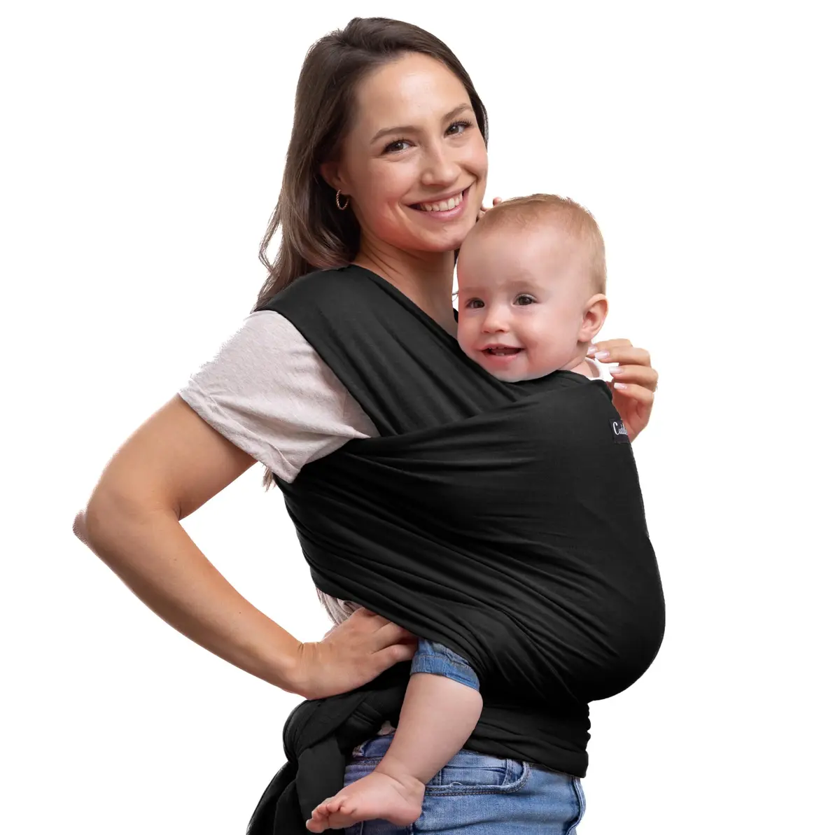 CuddleBug Baby Wrap Carrier, Soft Stretchy Newborn Sling, 7-35 lbs, Black | Hip-Healthy & Ergonomic - main product image