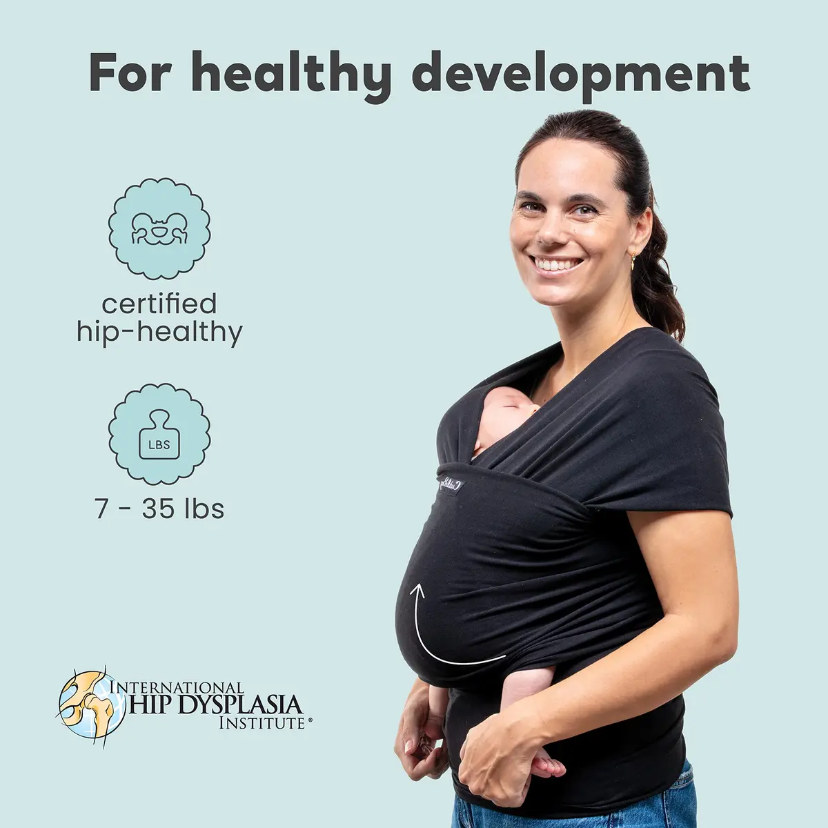 CuddleBug Baby Wrap Carrier, Soft Stretchy Newborn Sling, 7-35 lbs, Black | Hip-Healthy & Ergonomic - view 3