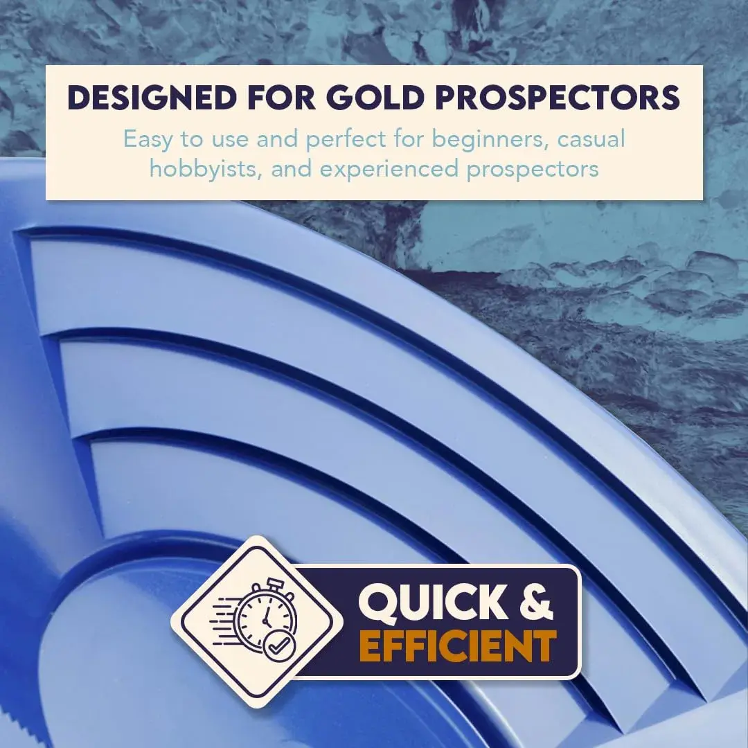 SE 14 Inch Gold Panning Pan with Dual Riffles | Blue Plastic Mining Tool - view 8