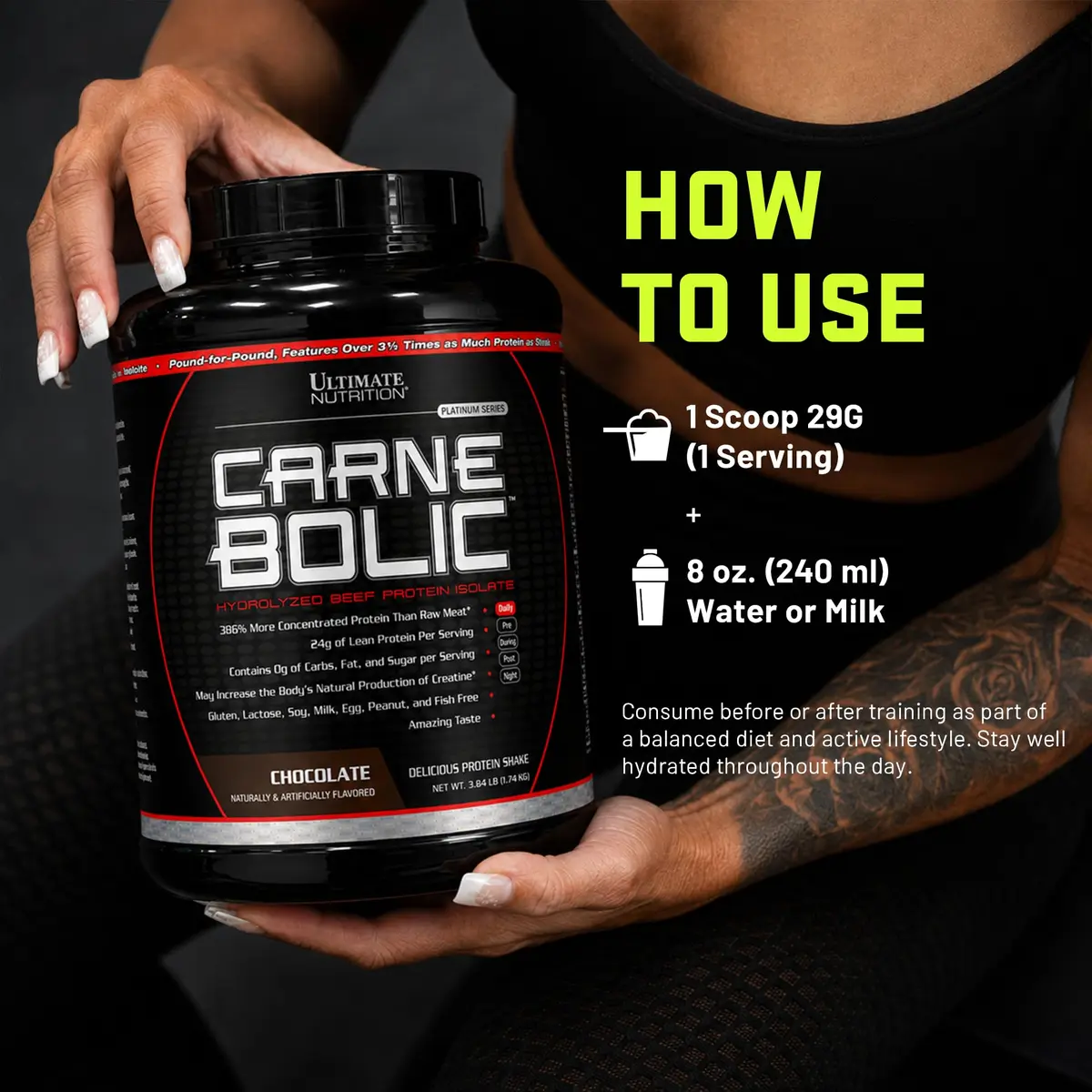 Ultimate Nutrition CarneBOLIC Beef Protein Isolate, Chocolate, 4 lb | Hydrolyzed Beef Protein for Muscle & Power - view 5