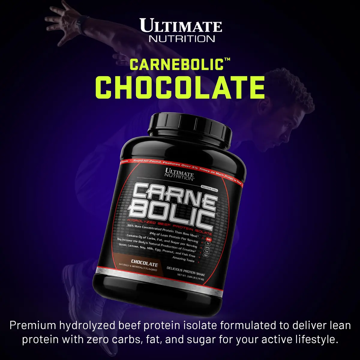 Ultimate Nutrition CarneBOLIC Beef Protein Isolate, Chocolate, 4 lb | Hydrolyzed Beef Protein for Muscle & Power - view 2