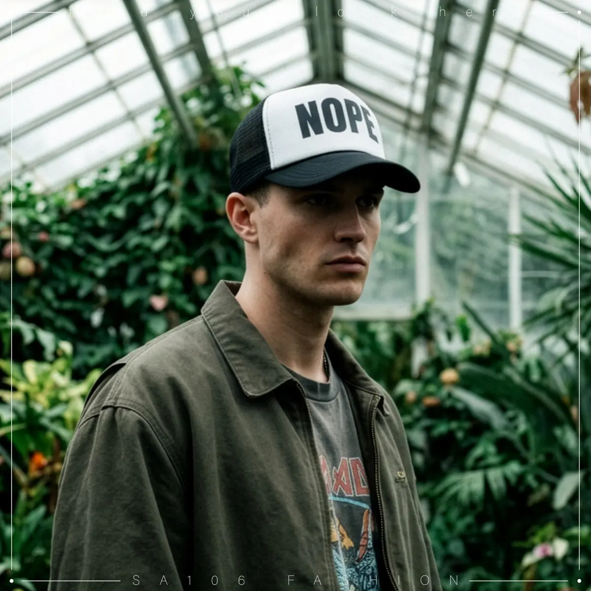 SA106 Mens Nope Ironic Funny Slogan Hipster Snap Back Cap Cotton Mesh Trucker Hat | Casual Sarcastic Style (70-120 chars) - view 2
