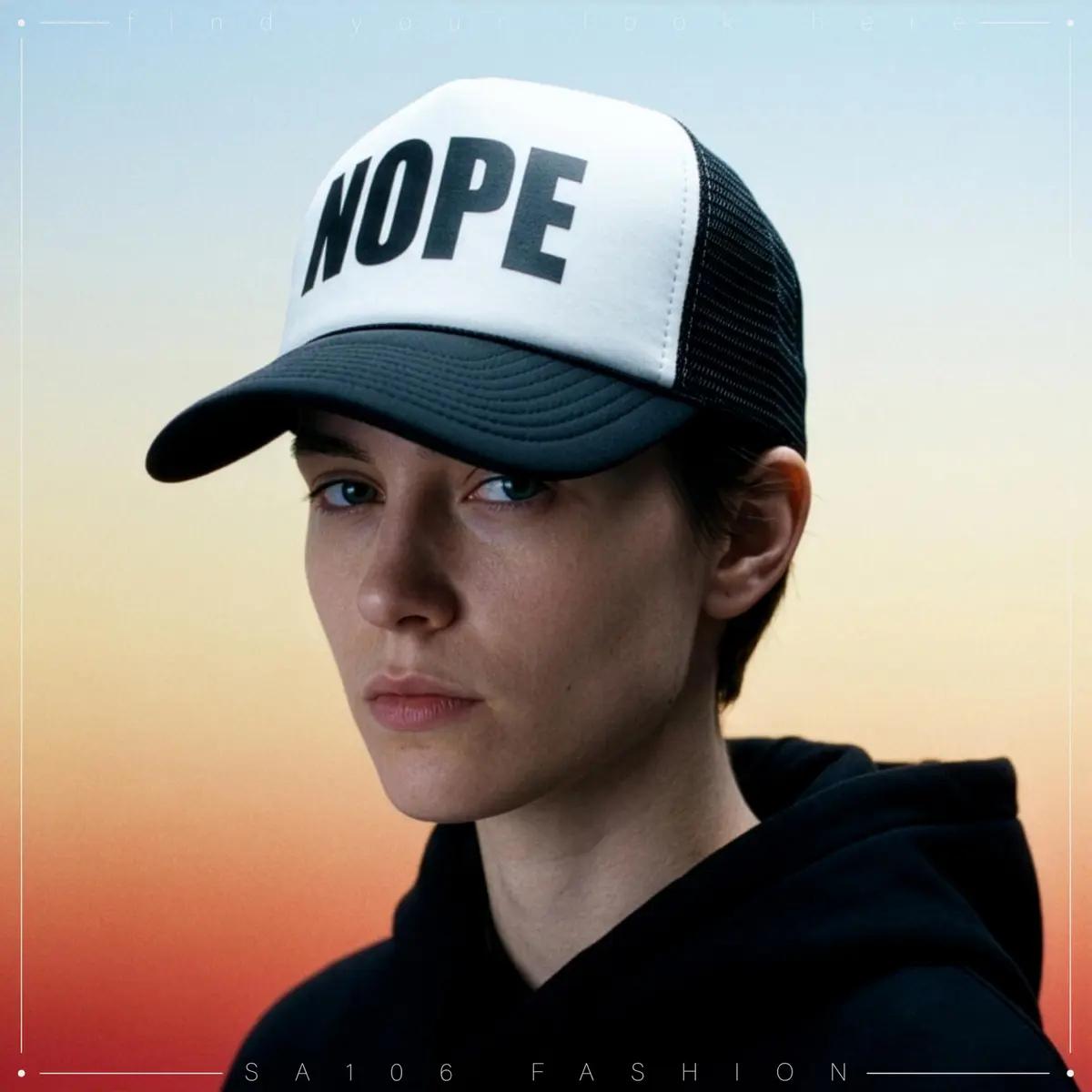 SA106 Mens Nope Ironic Funny Slogan Hipster Snap Back Cap Cotton Mesh Trucker Hat | Casual Sarcastic Style (70-120 chars) - view 4